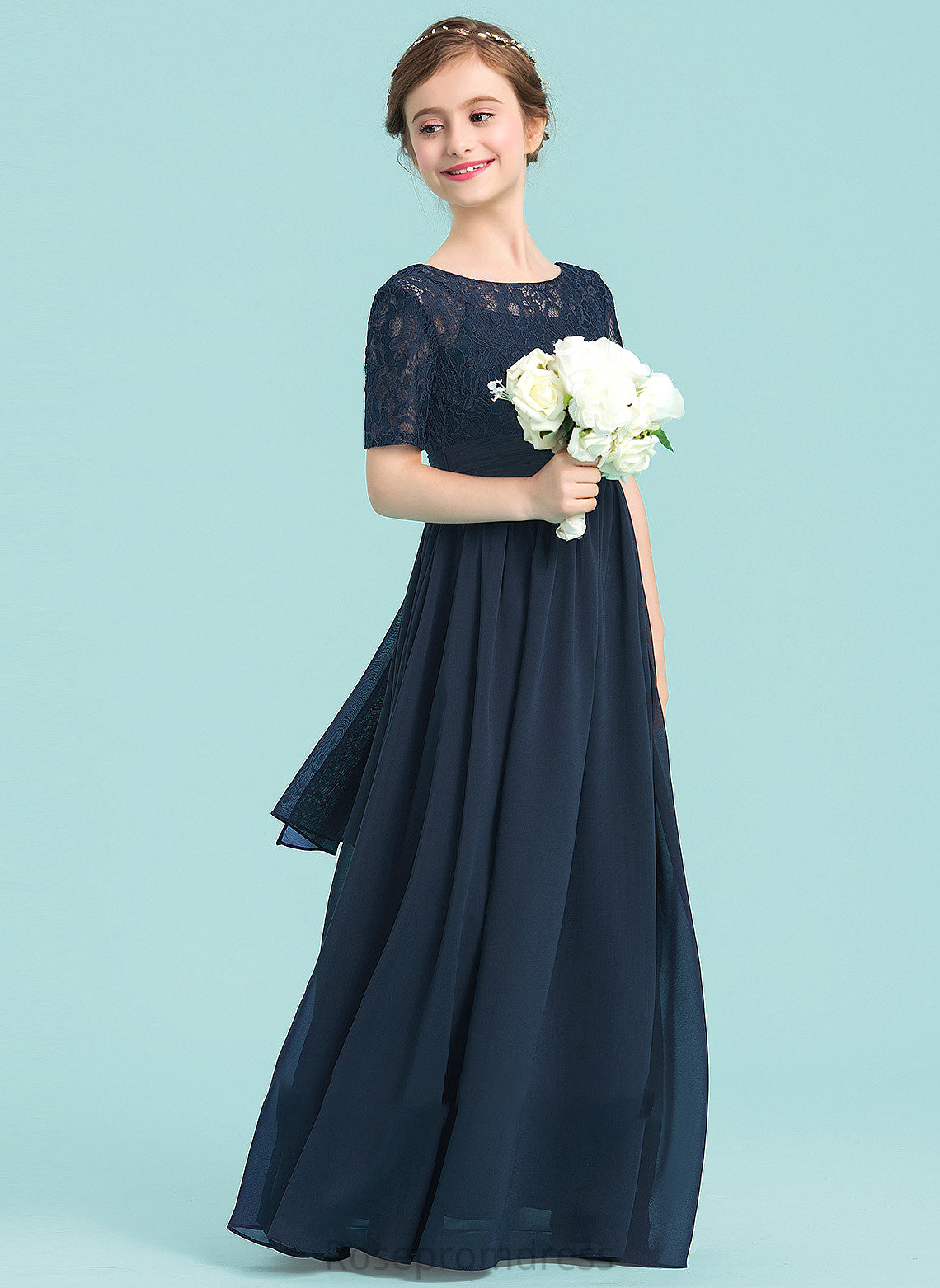 Junior Bridesmaid Dresses A-LineScoopNeckFloor-LengthChiffonJuniorBridesmaidDress#148411 Maddison