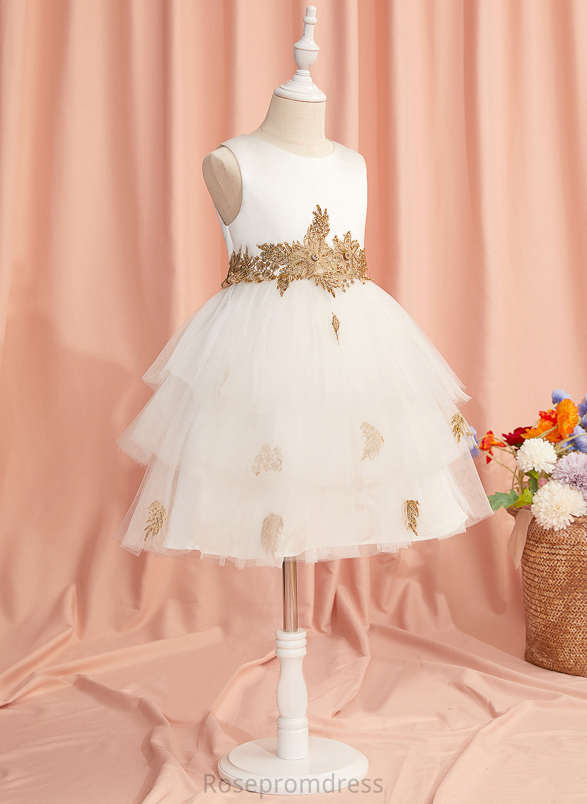 Knee-length Neck Lace/Beading - Ball-Gown/Princess Dress Sleeveless Flower Girl Dresses Meghan Flower Tulle Girl With Scoop