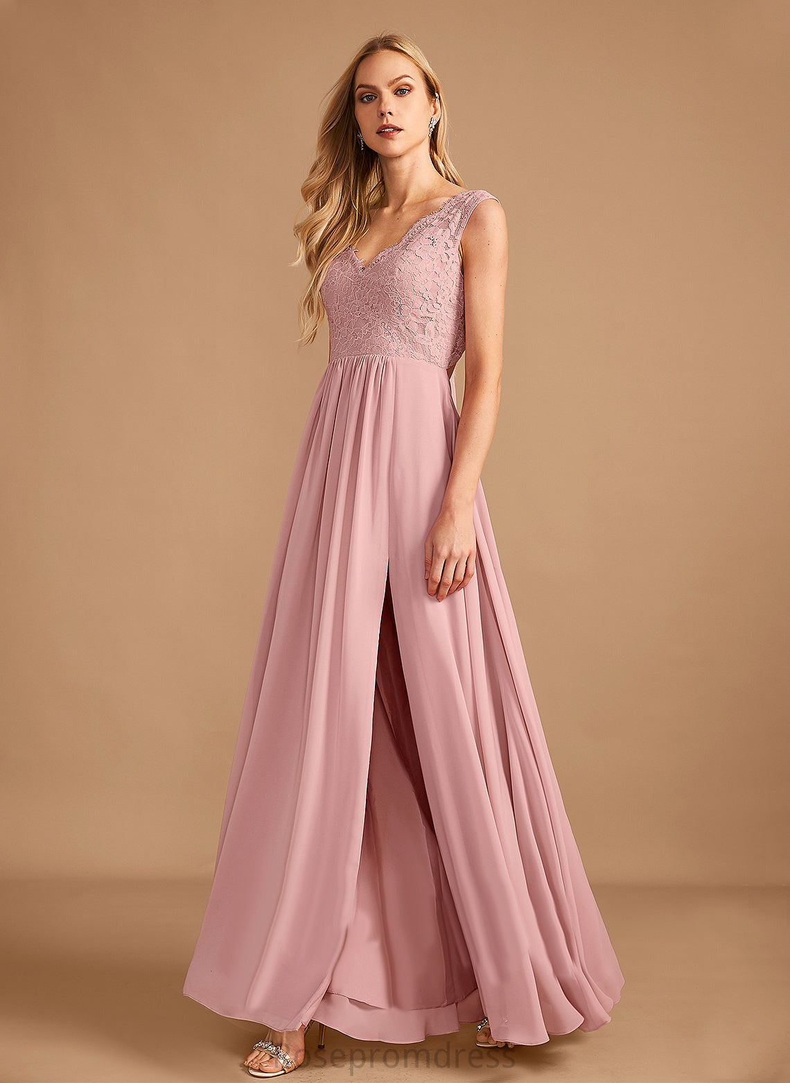 Pockets V-neck Length SplitFront Silhouette Neckline Embellishment A-Line Floor-Length Fabric Ann Natural Waist Bridesmaid Dresses