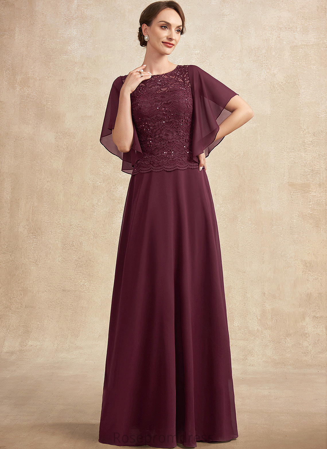 Neck the Dress Lace A-Line Chiffon Sequins Floor-Length of With Bride Mother of the Bride Dresses Paris Mother Scoop