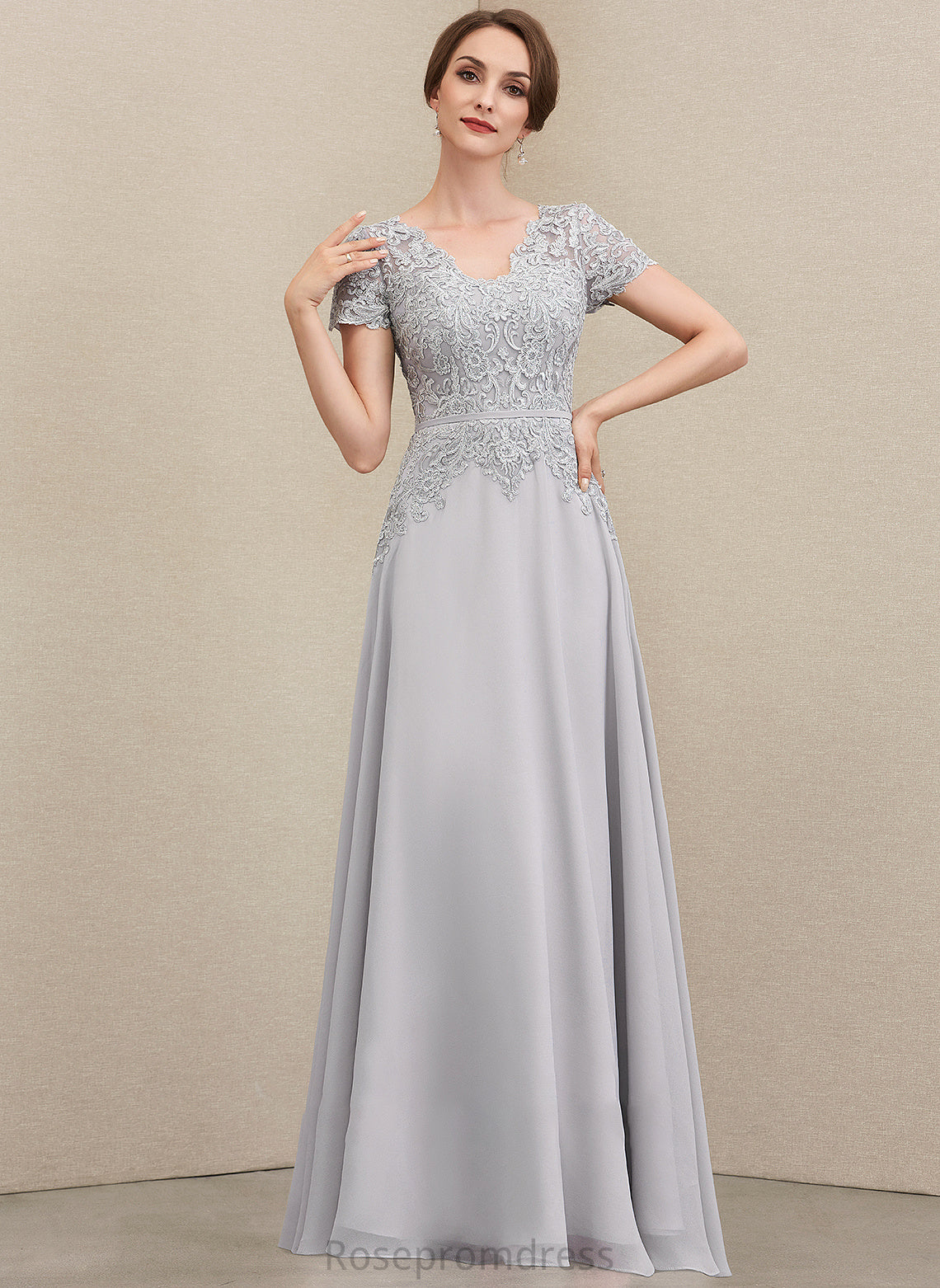 Lace Dress Bride Taryn A-Line Mother of the Bride Dresses With Mother Chiffon Sequins V-neck Floor-Length of the