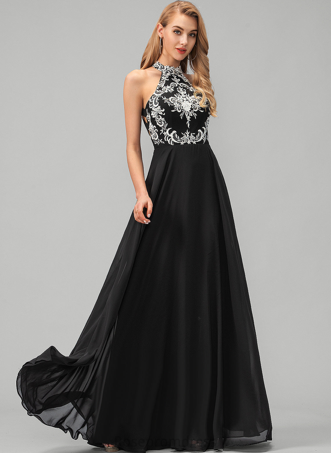 A-Line Floor-Length Scoop Prom Dresses Miriam Chiffon