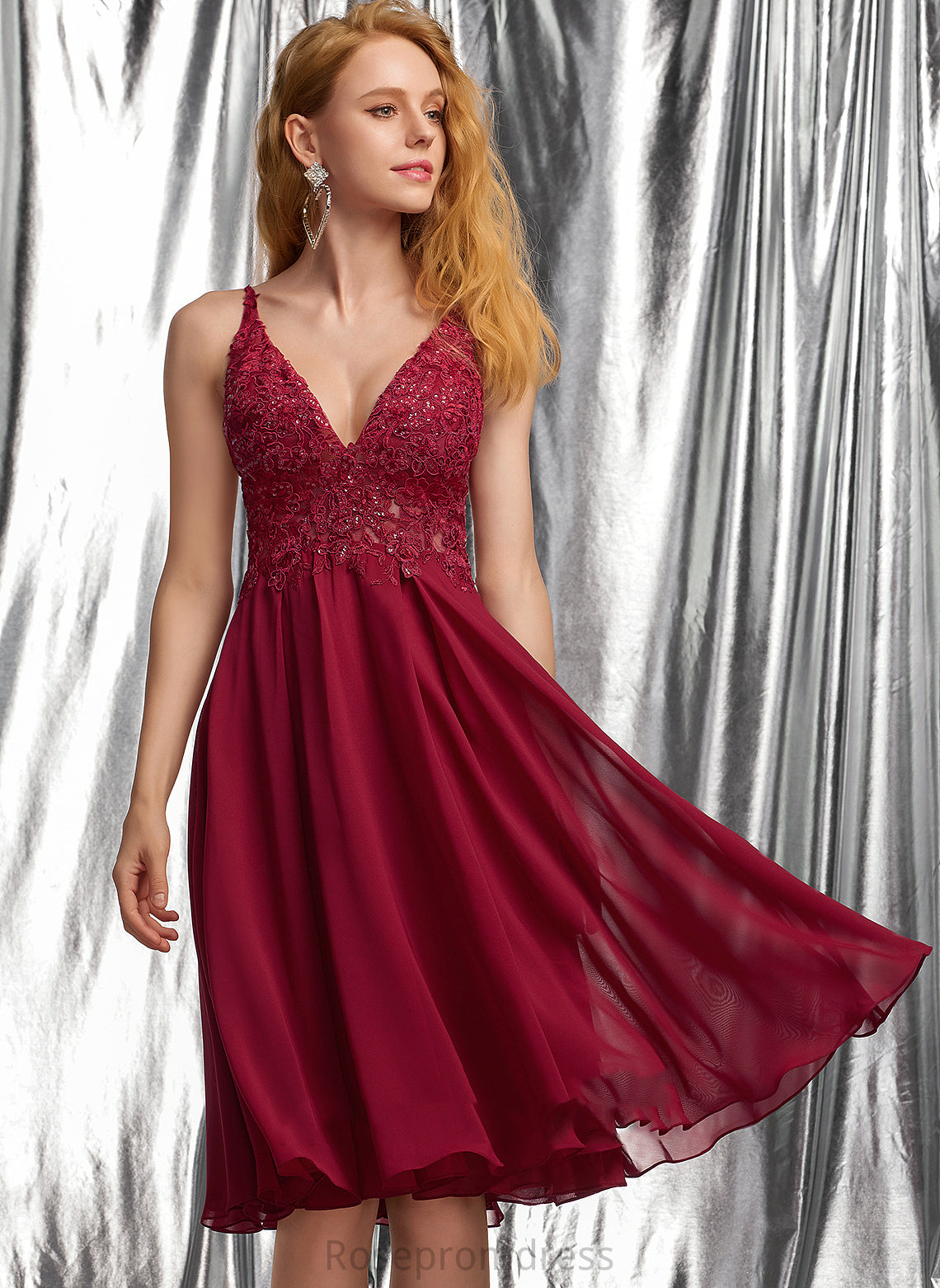 Dress Milagros Homecoming Dresses Chiffon V-neck Knee-Length Homecoming A-Line