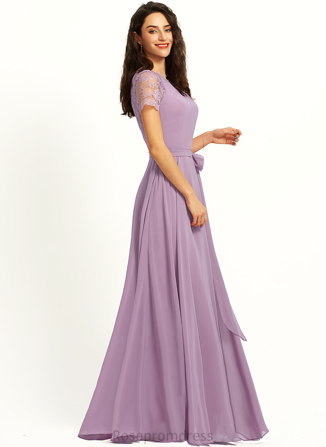 Lace Scoop A-line Straps&Sleeves Fabric Neckline Floor-Length Length Silhouette Kaylie Bridesmaid Dresses