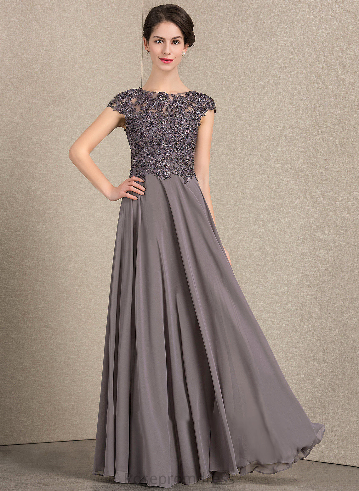 Neck Bride Mother Mother of the Bride Dresses the Scoop of With Destiney Beading Floor-Length Lace A-Line Dress Chiffon