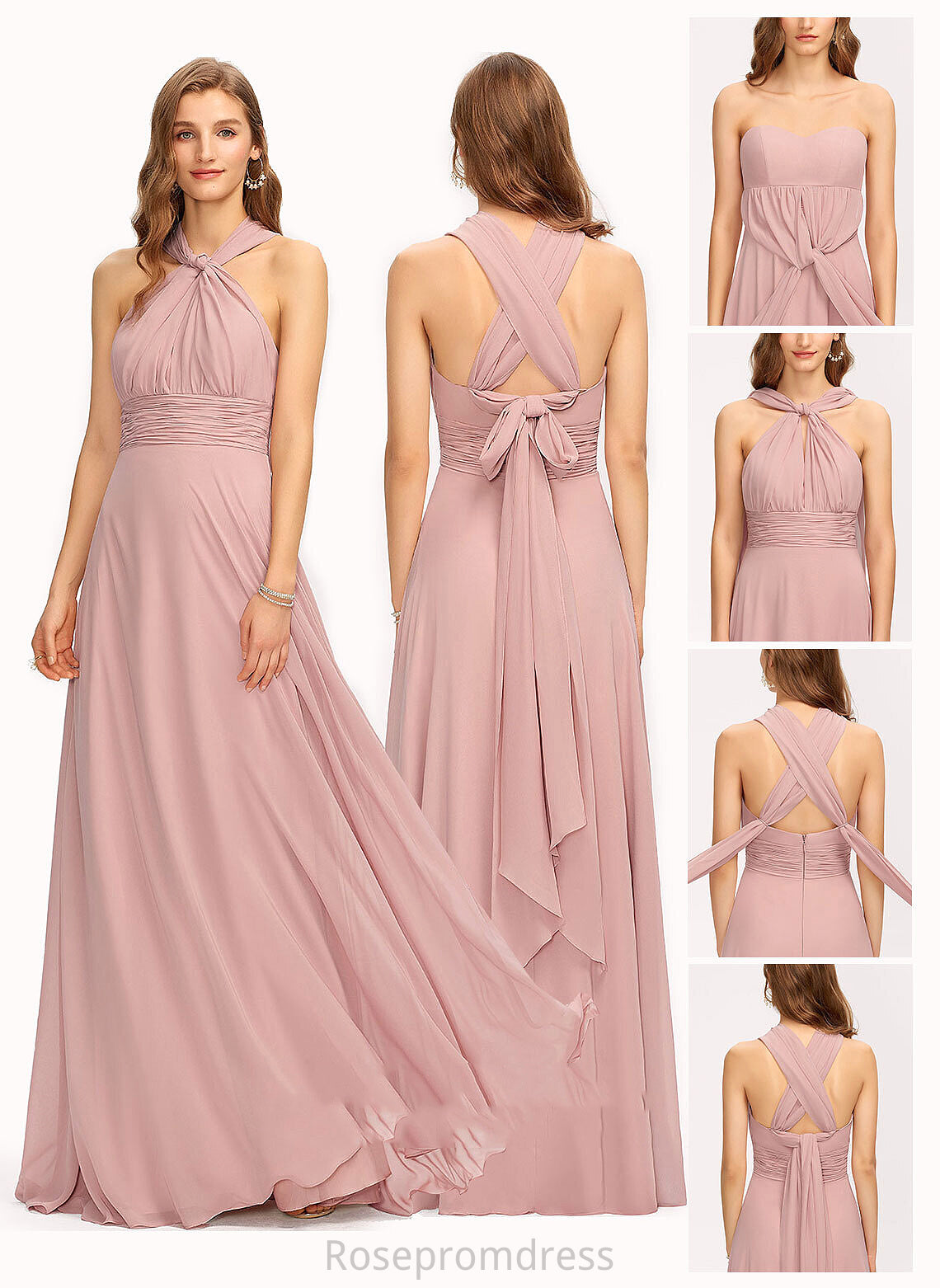 Halter Dresses Formal Dresses Chiffon Shoulder One A-line V-Neck Kaitlynn