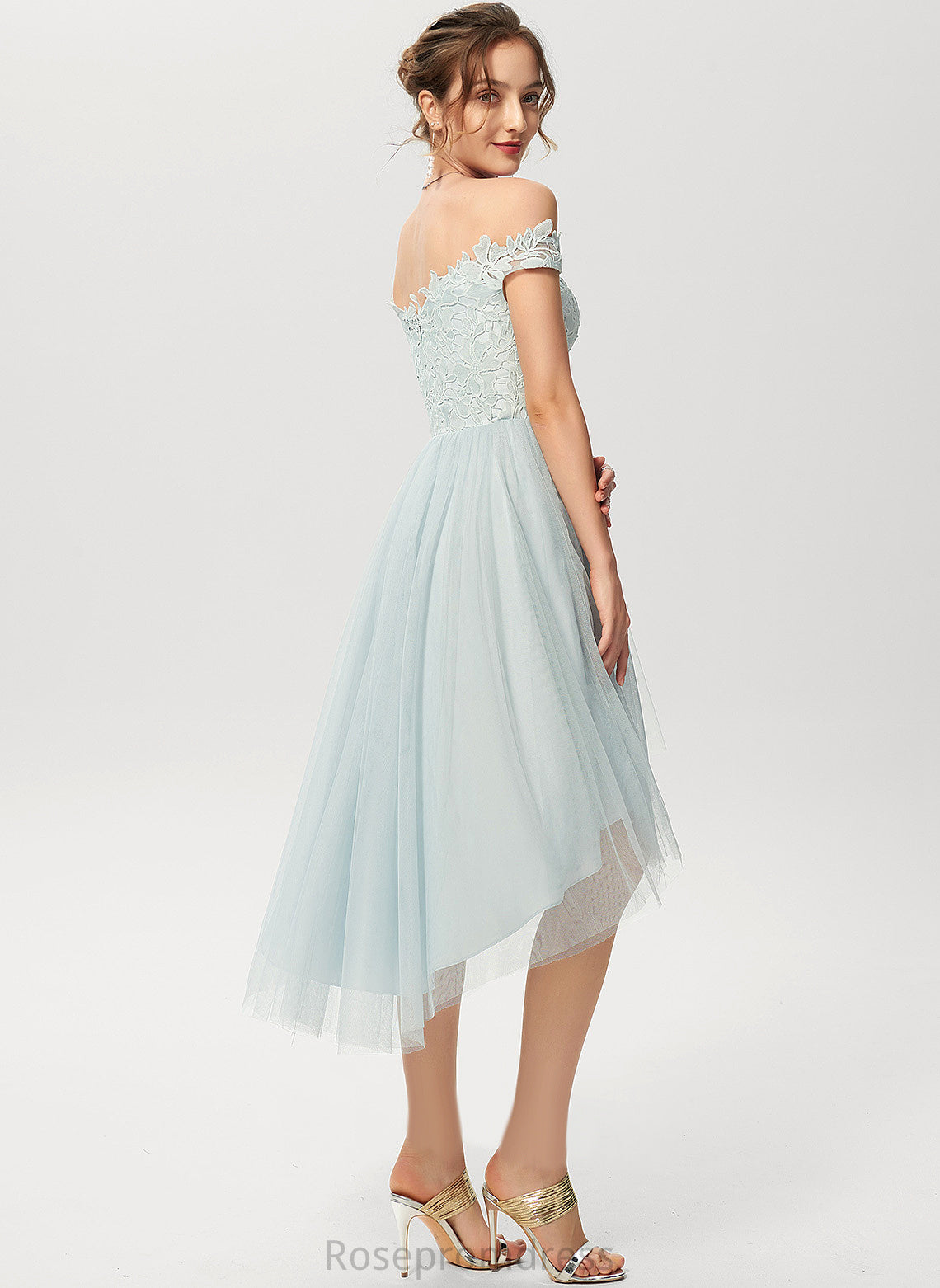 Cocktail Dresses A-Line Dress Off-the-Shoulder Cocktail Tulle Lace Lucy Asymmetrical