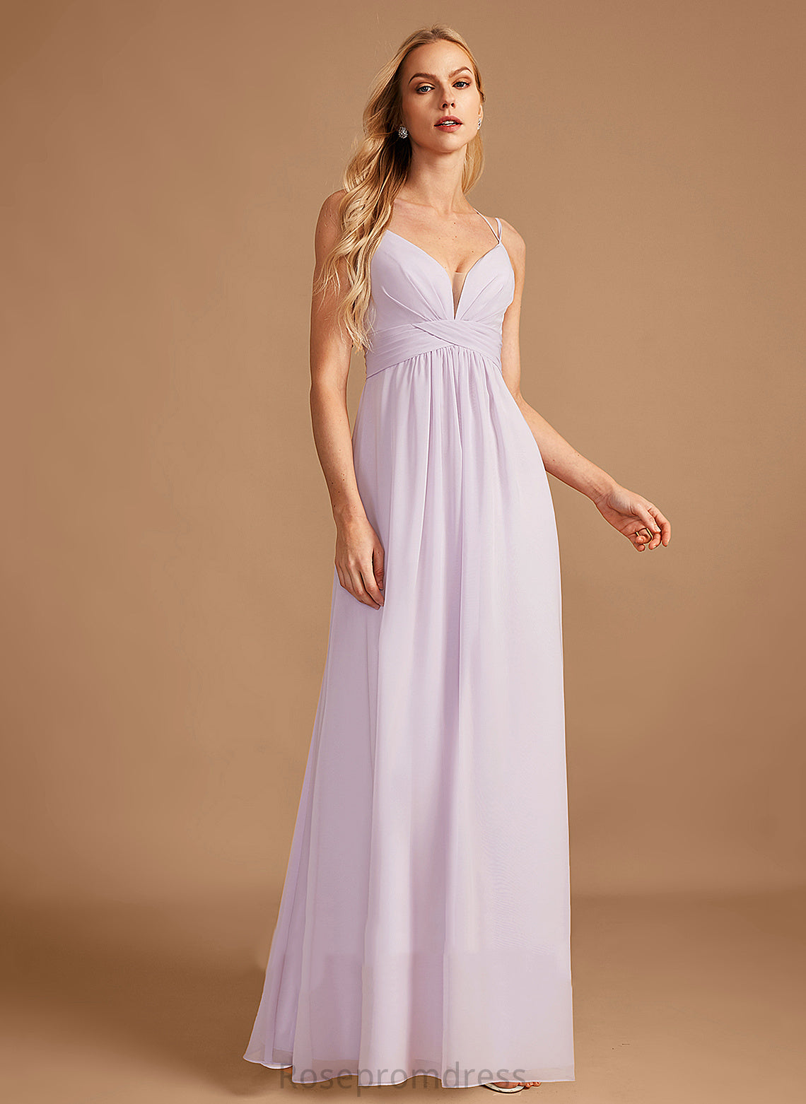 Fabric Silhouette Embellishment Length V-neck Neckline Floor-Length Ruffle A-Line Sanaa Knee Length V-Neck Bridesmaid Dresses