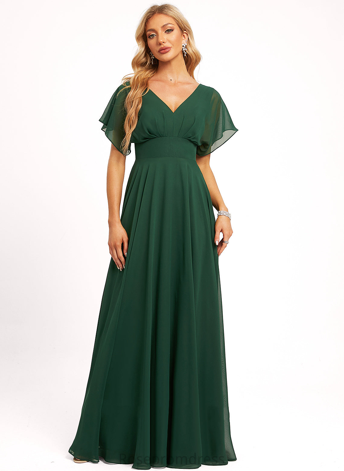 Length A-line Floor-Length V-Neck Silhouette Neckline Fabric Straps&Sleeves Shania Bridesmaid Dresses