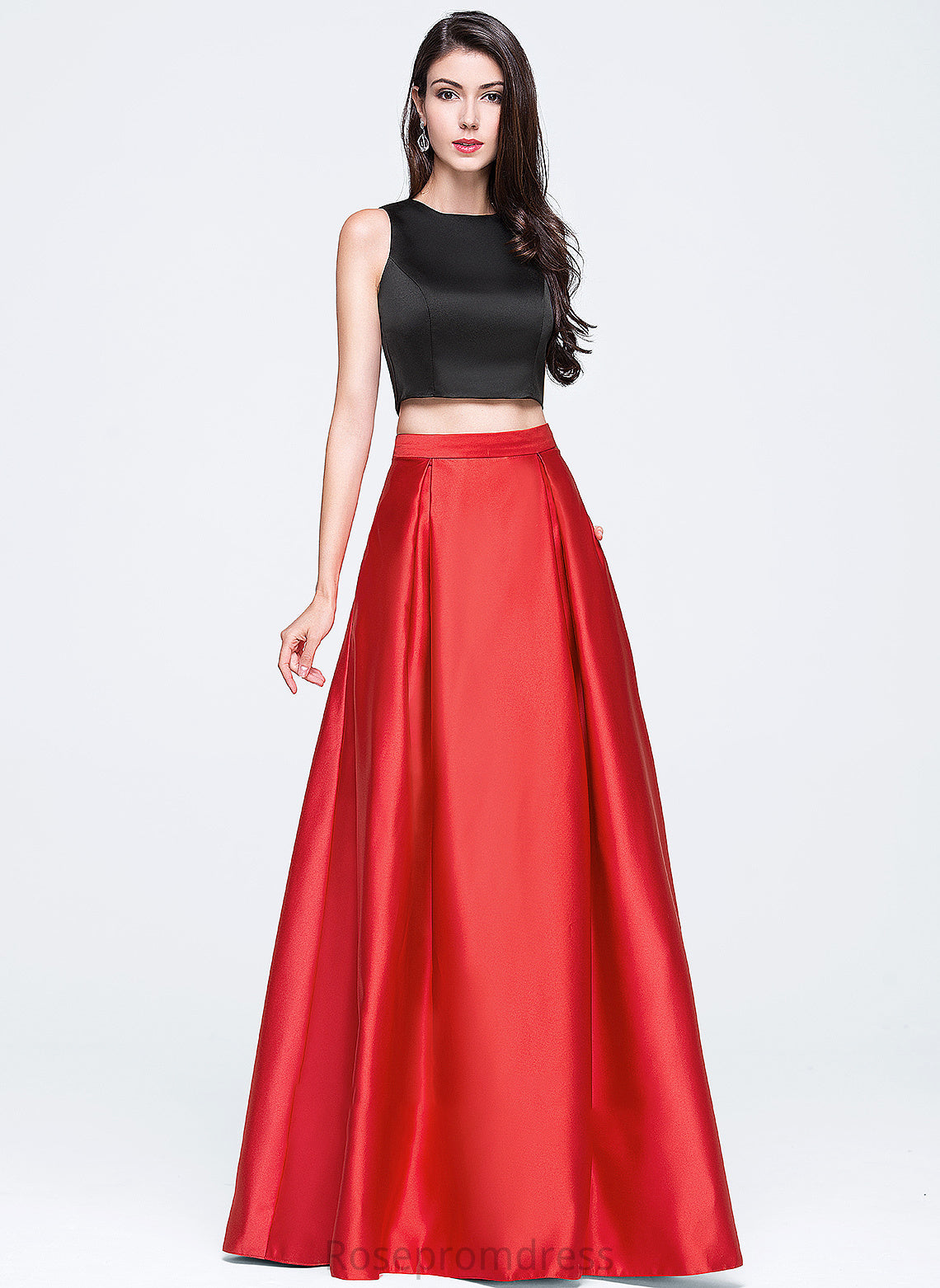 Scoop With Jennifer Floor-Length Satin Ball-Gown/Princess Pockets Prom Dresses Neck