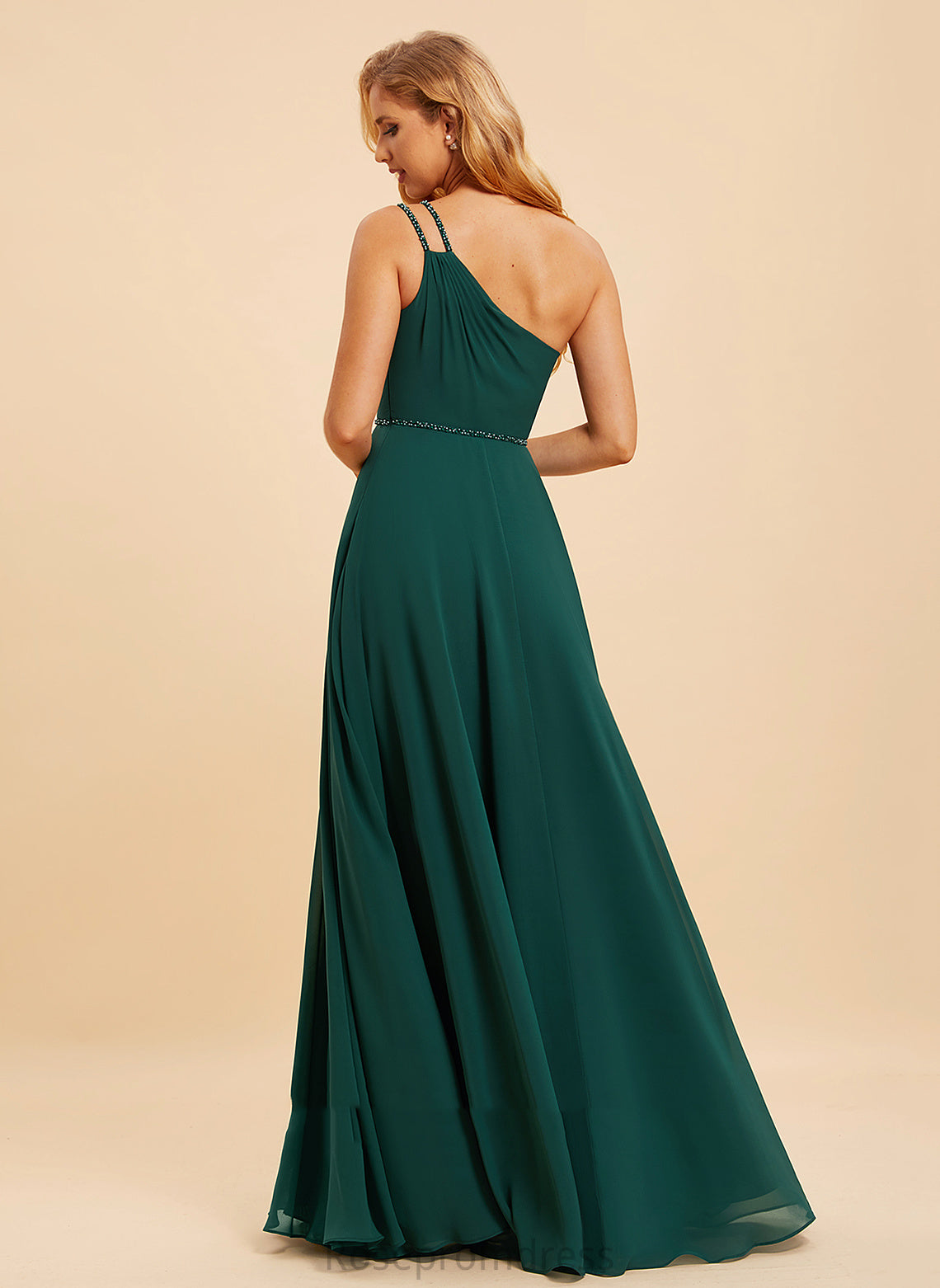 Silhouette Length Embellishment Beading A-Line Fabric One-Shoulder Floor-Length Neckline Sequins Tina Bridesmaid Dresses