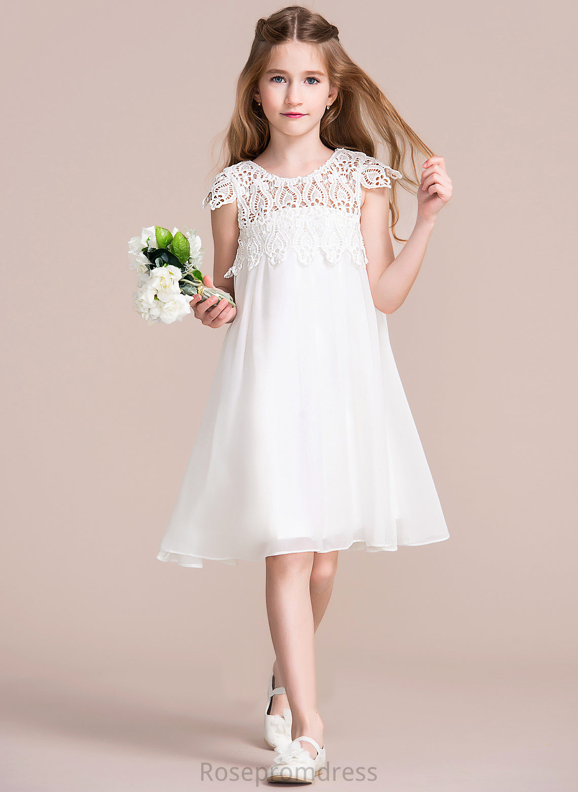 Neck Knee-length Flower Sleeveless Empire Dress Chiffon/Lace Scoop Girl Flower Girl Dresses Jess -