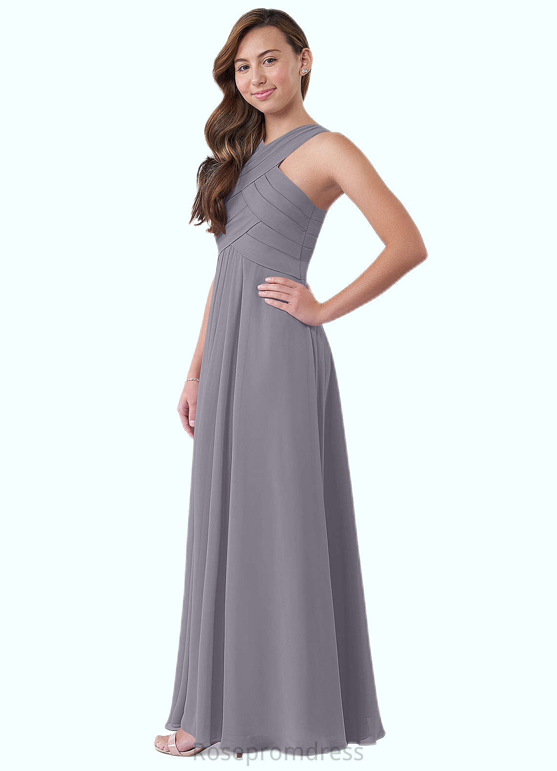 Peyton A-Line Pleated Chiffon Floor-Length Junior Bridesmaid Dress SRSP0019977