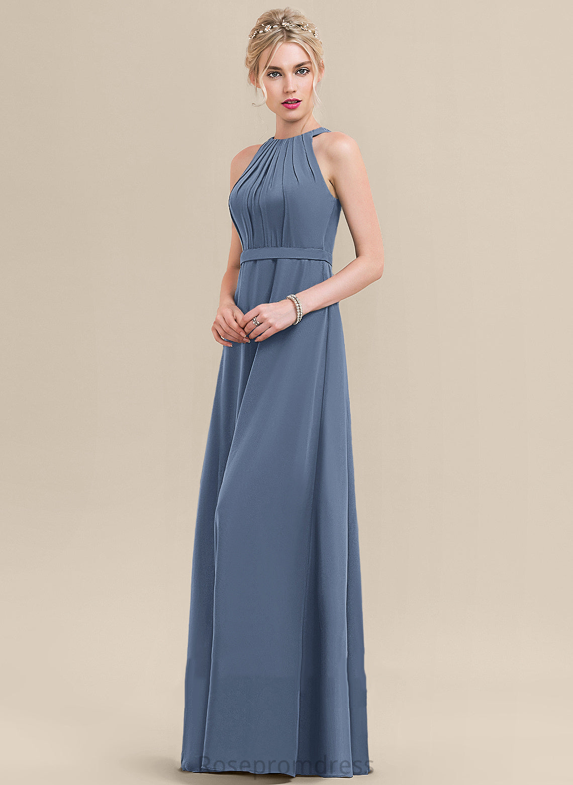 Floor-Length Neckline Length Straps&Sleeves Scoop A-line Fabric Silhouette Jane V-Neck A-Line/Princess Sleeveless Bridesmaid Dresses