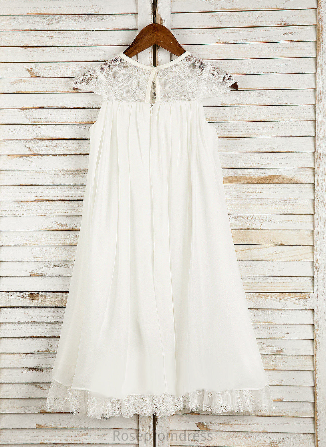 A-Line Flower Girl Dresses Cristina Scoop Sleeveless Girl Flower Lace/Flower(s) - Chiffon With Dress Tea-length Neck