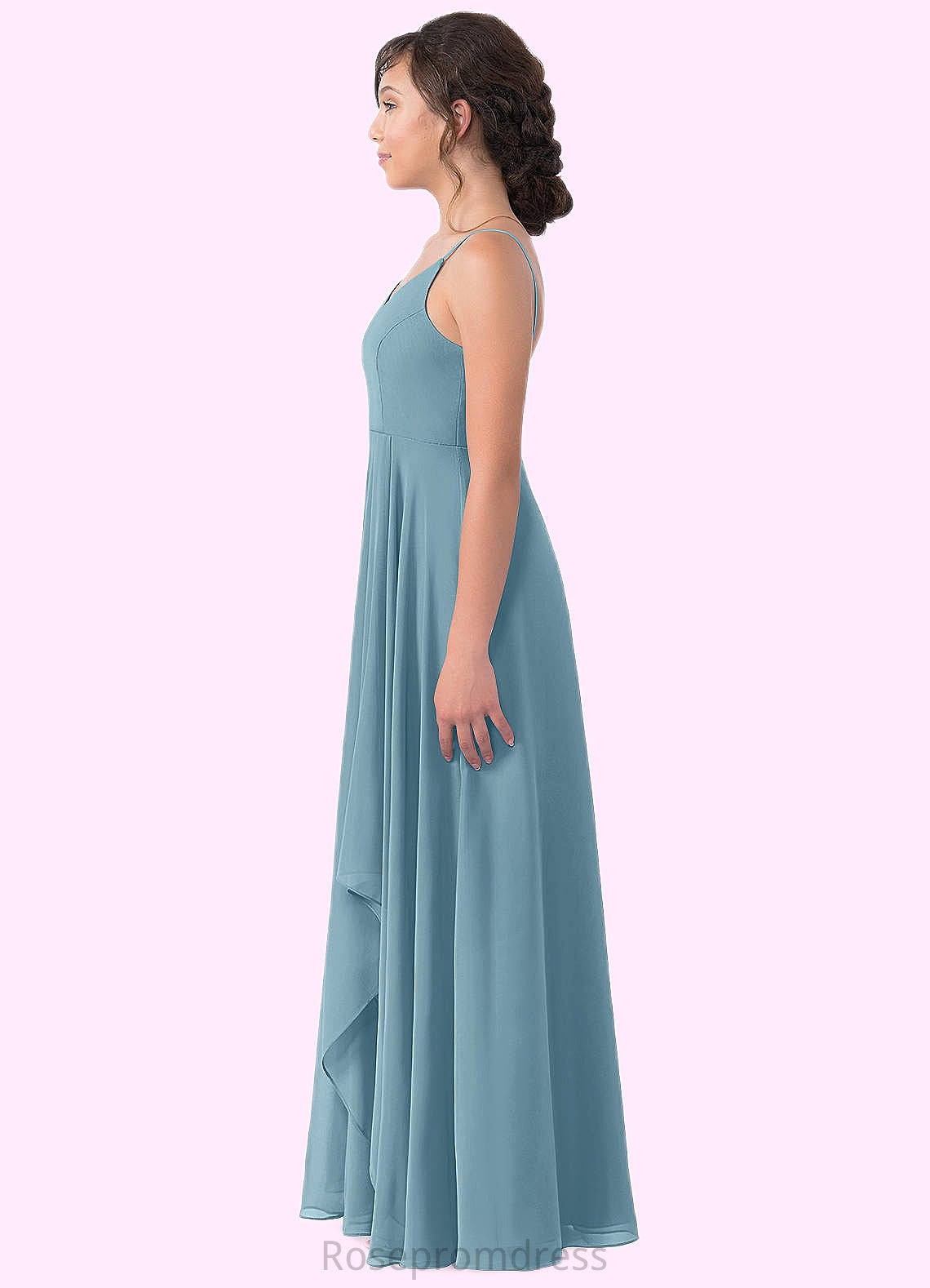 Hillary A-Line Ruched Chiffon Floor-Length Junior Bridesmaid Dress SRSP0019978