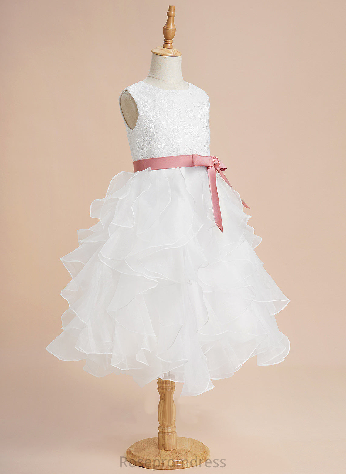 Neck Organza Ball-Gown/Princess Dress Flower Girl Dresses Parker Lace/Sash - Girl Scoop With Sleeveless Tea-length Flower