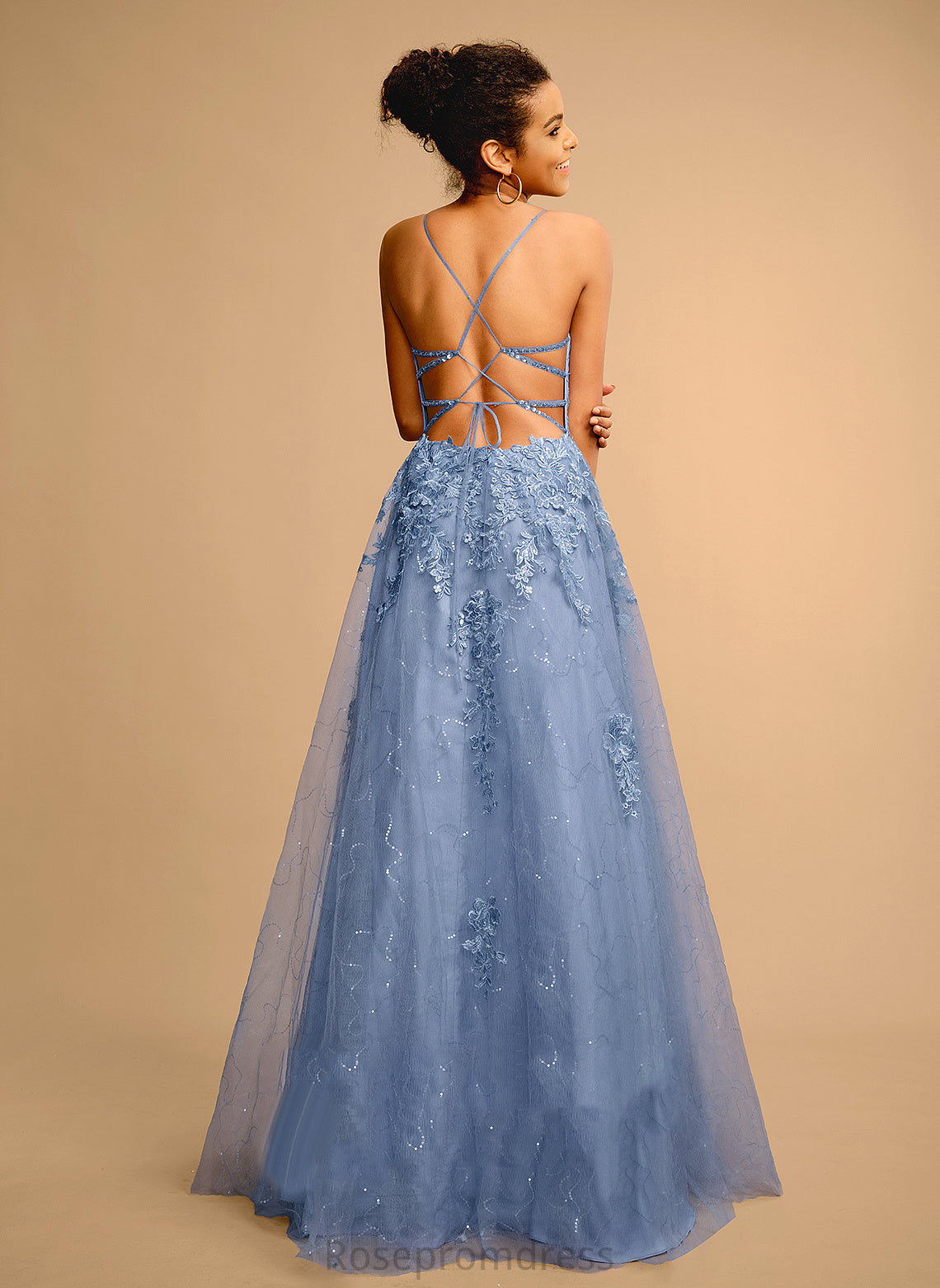 Sequins Tulle Floor-Length Prom Dresses Ball-Gown/Princess Square With Rosalyn