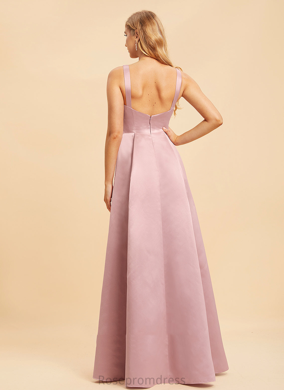 Length A-Line Floor-Length Silhouette Straps V-neck Fabric Neckline Satin Briley V-Neck Floor Length Bridesmaid Dresses