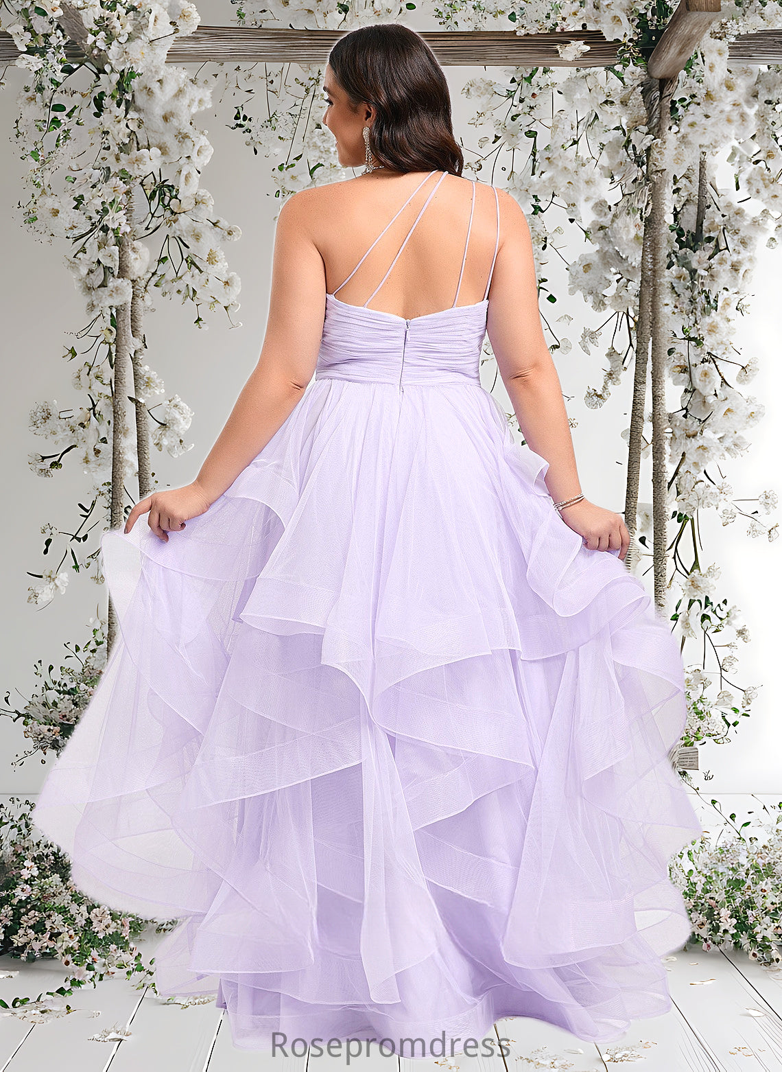 Marin Ball-Gown/Princess Asymmetrical One Shoulder Floor-Length Tulle Prom Dresses DSP0025867