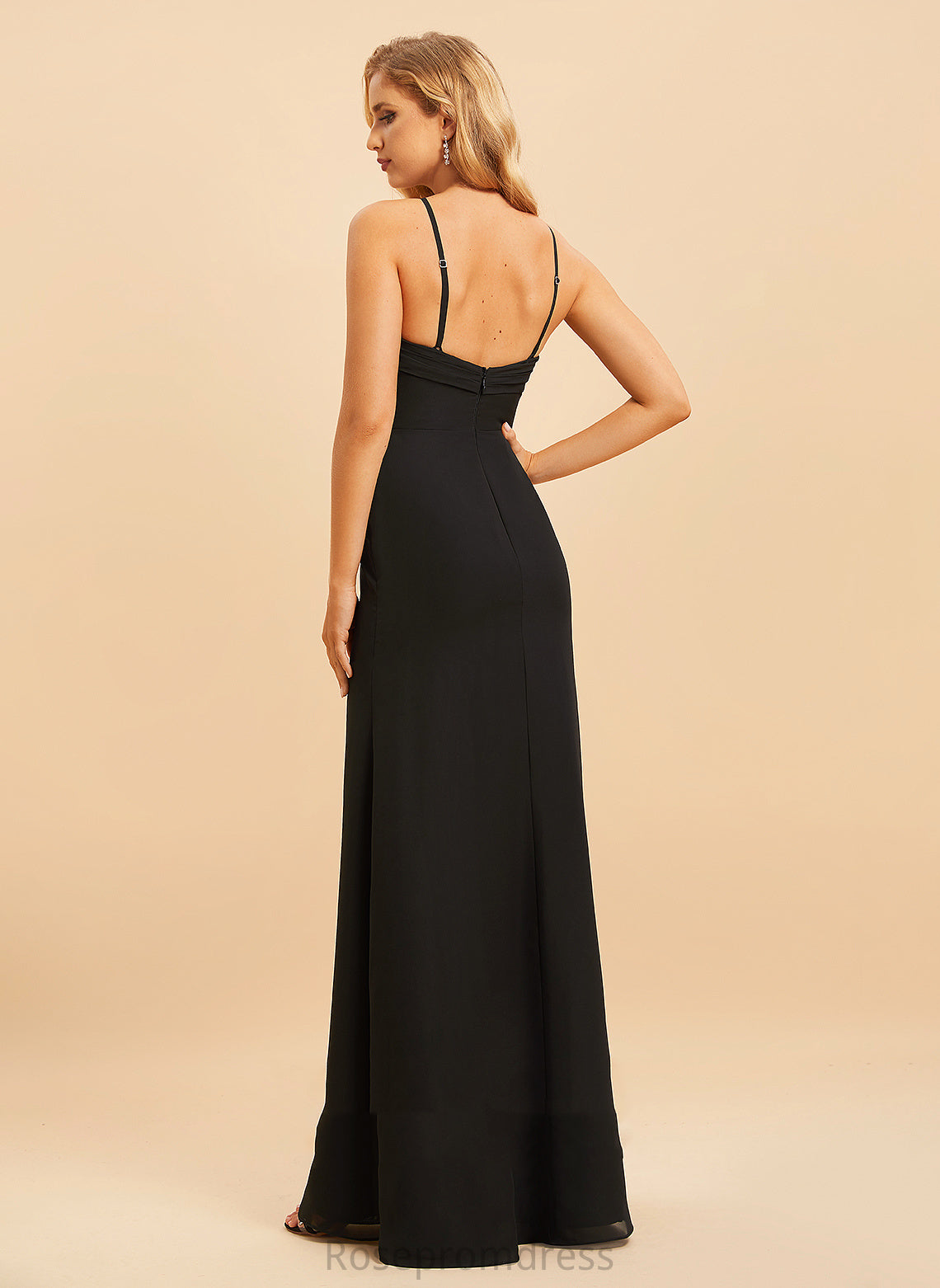 Silhouette Fabric Trumpet/Mermaid Neckline Length HighNeck Straps Floor-Length Clarissa Bridesmaid Dresses