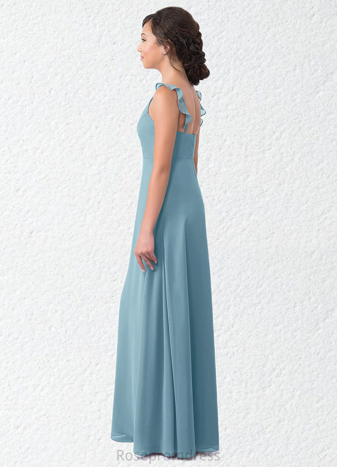 Willow A-Line Ruched Chiffon Floor-Length Junior Bridesmaid Dress SRSP0020012