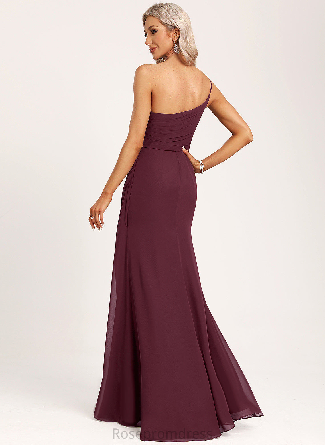 Fabric Embellishment A-Line Length One-Shoulder Silhouette Neckline Ruffle Floor-Length Rory Floor Length Natural Waist Bridesmaid Dresses