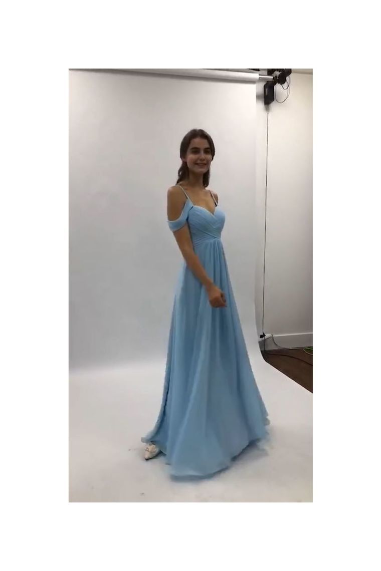 Prom Dresses Off The Shoulder A Line Chiffon Floor Length With Ruffles