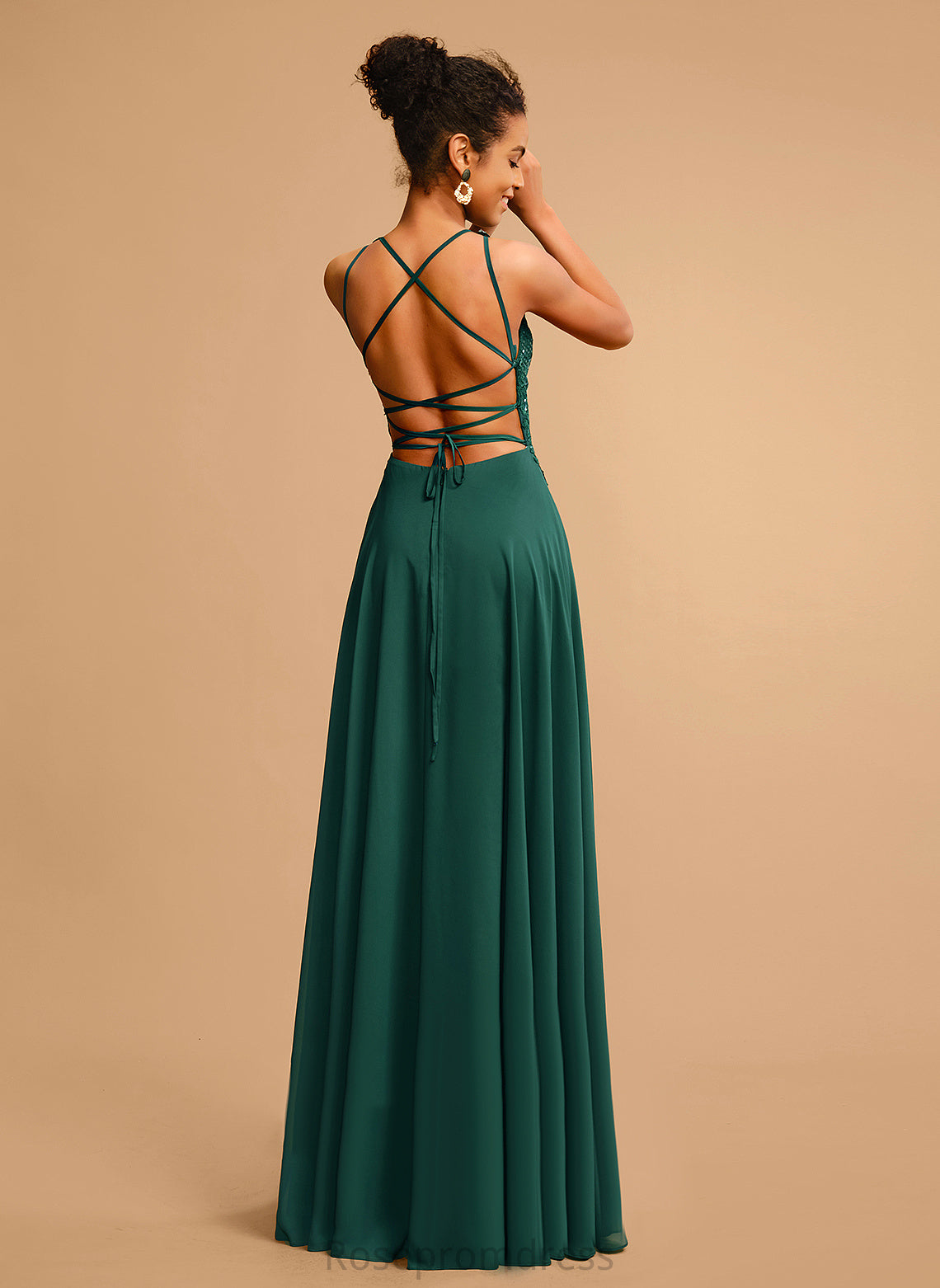 Floor-Length Chiffon Jamya Prom Dresses Sequins Lace Scoop With A-Line