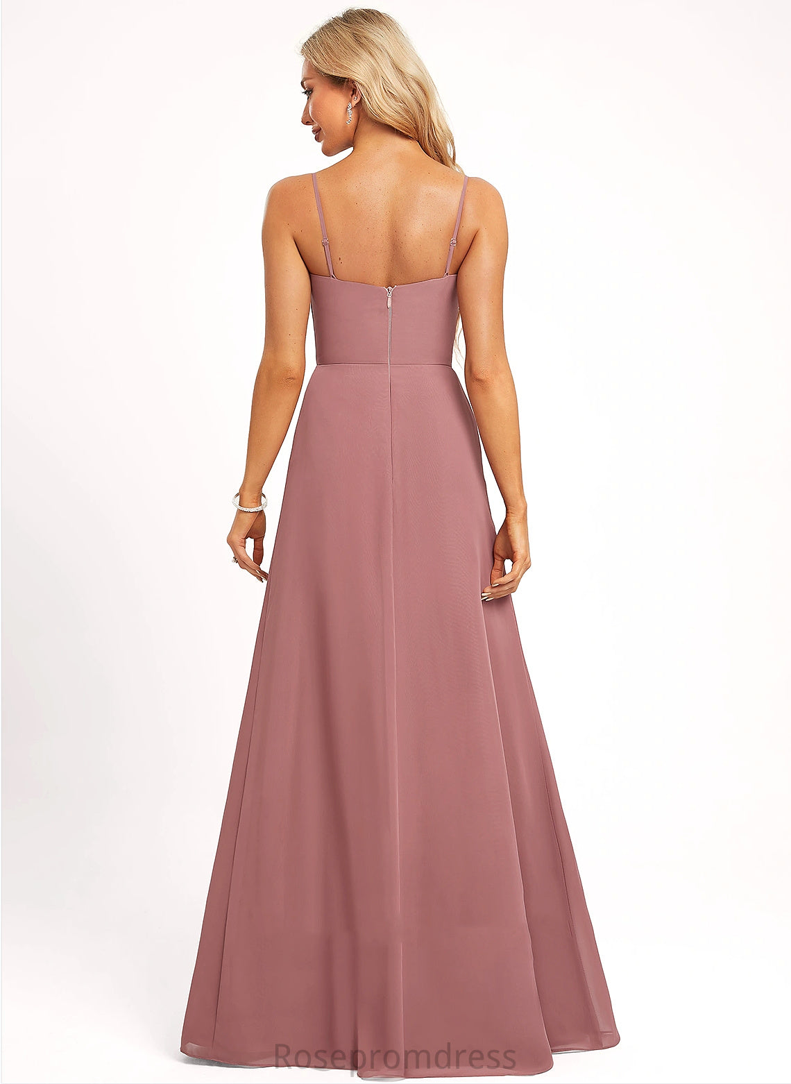 Fabric Sweetheart Length Neckline Square Silhouette Floor-Length Straps&Sleeves A-line Liz Spaghetti Staps Natural Waist Bridesmaid Dresses