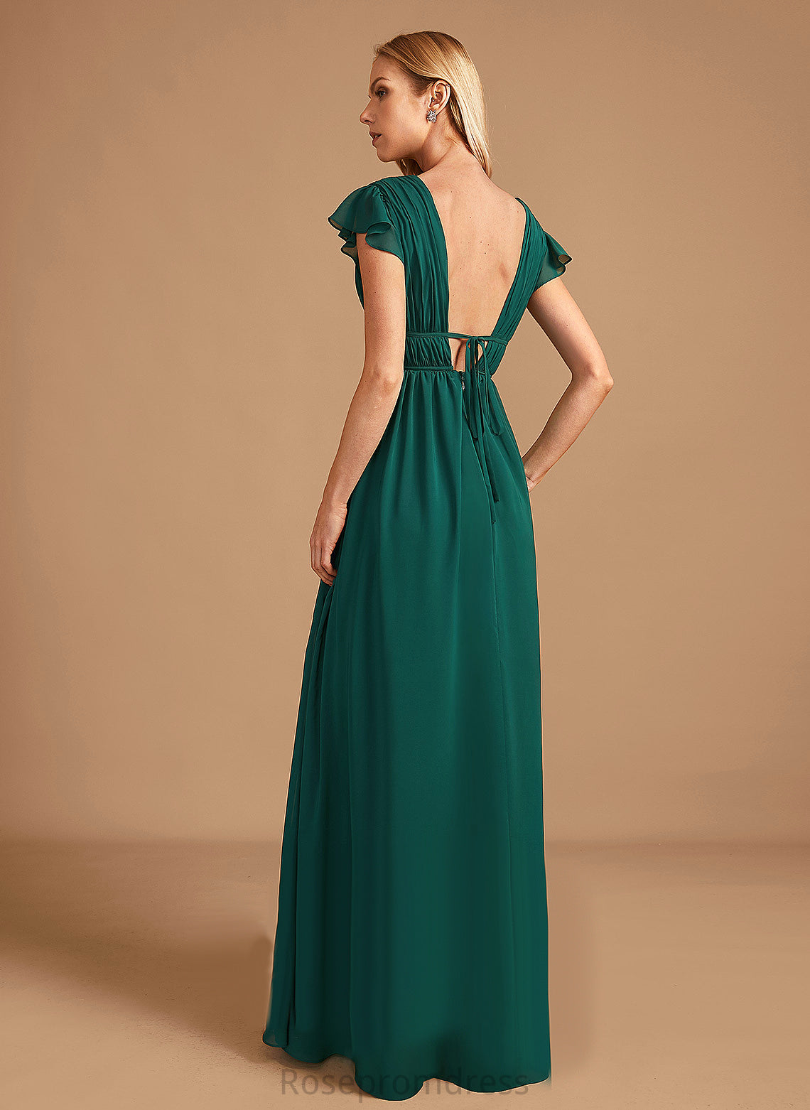 Silhouette A-line Length Straps&Sleeves V-Neck Neckline Floor-Length Fabric Finley A-Line/Princess Empire Waist Short Sleeves Bridesmaid Dresses