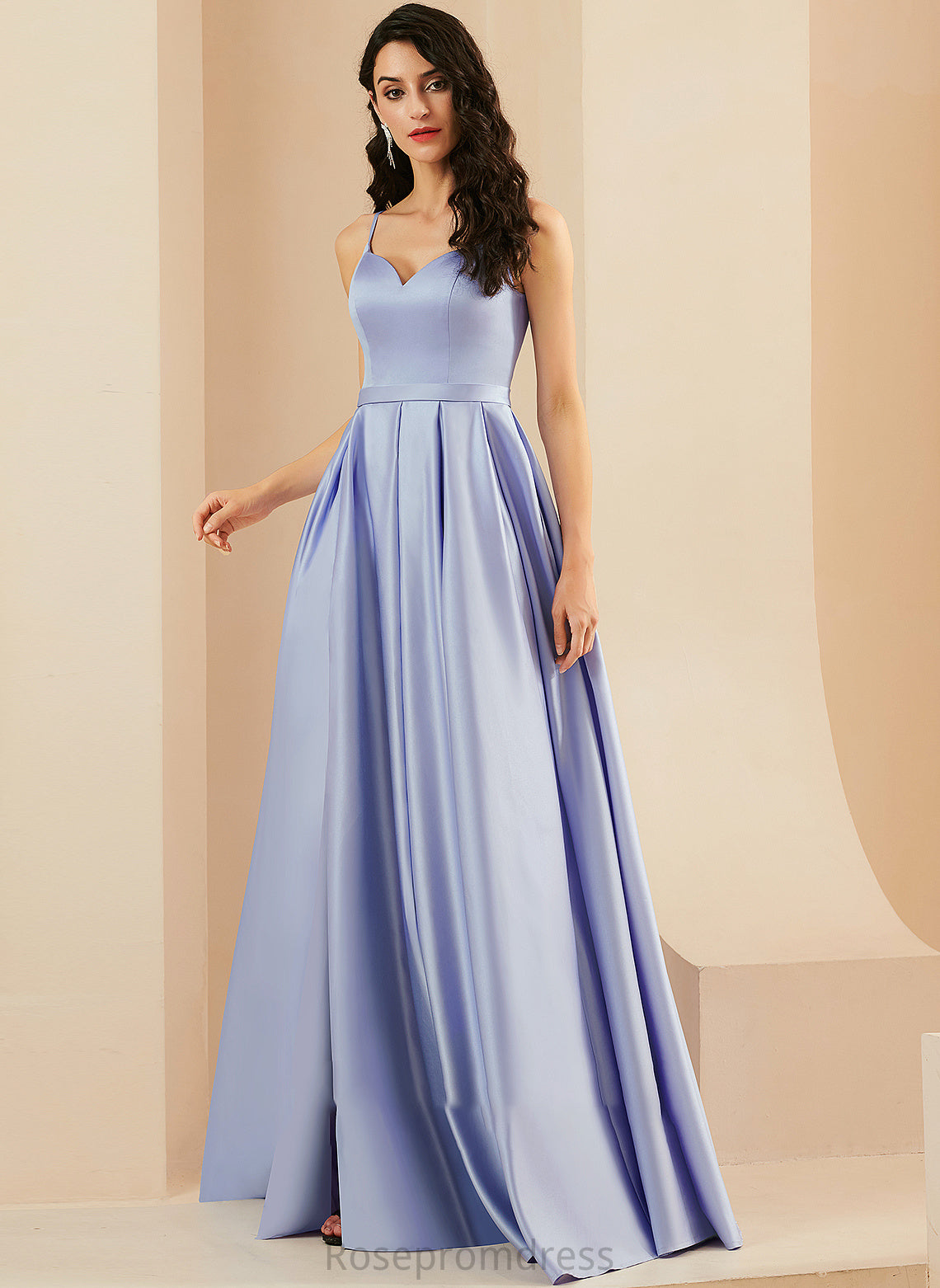 Pockets Satin Front Ball-Gown/Princess Sweetheart Prom Dresses With Floor-Length Alina Split