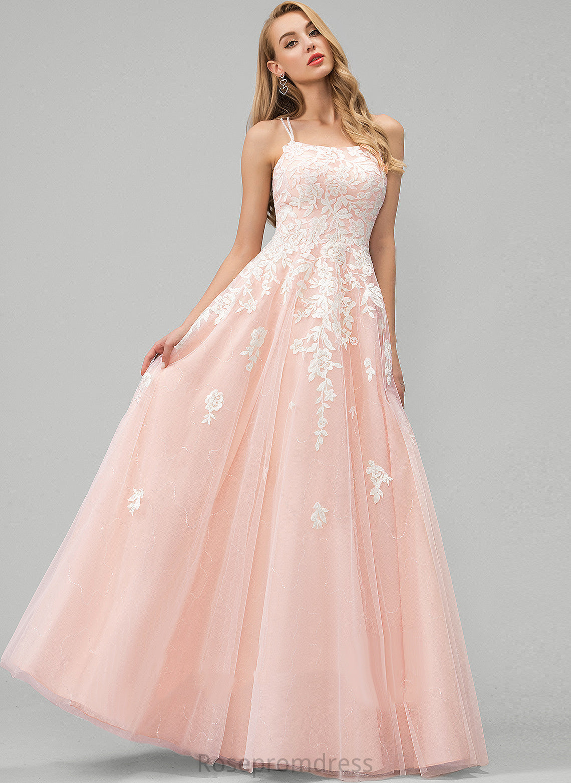 Ball-Gown/Princess With Prom Dresses Sequins Square Floor-Length Tulle Marissa