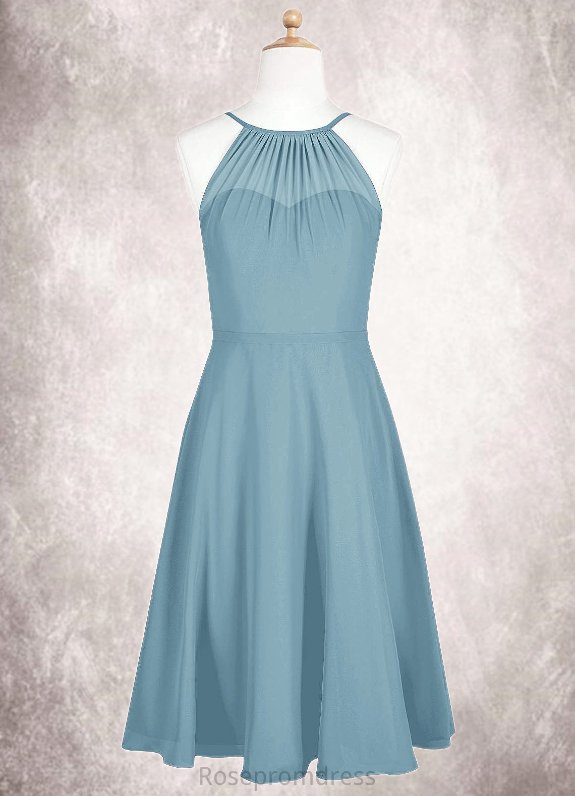 Lois A-Line Pleated Chiffon Knee-Length Junior Bridesmaid Dress SRSP0019980