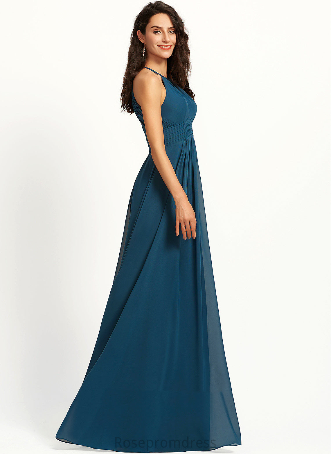 Fabric Neckline A-Line Floor-Length Silhouette Embellishment Length ScoopNeck Ruffle Noelle Bridesmaid Dresses