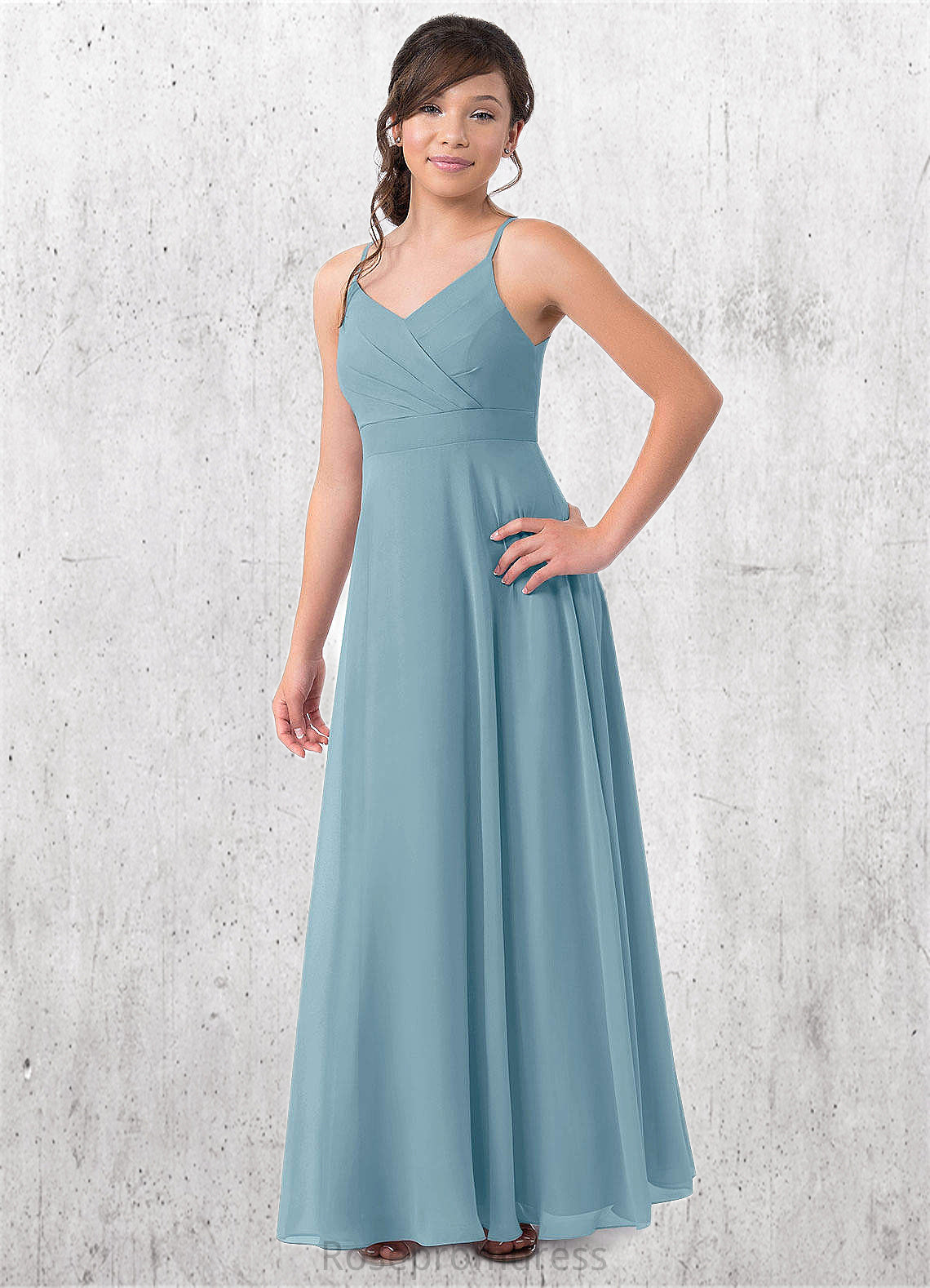 Mylie A-Line Pleated Chiffon Floor-Length Junior Bridesmaid Dress SRSP0019972