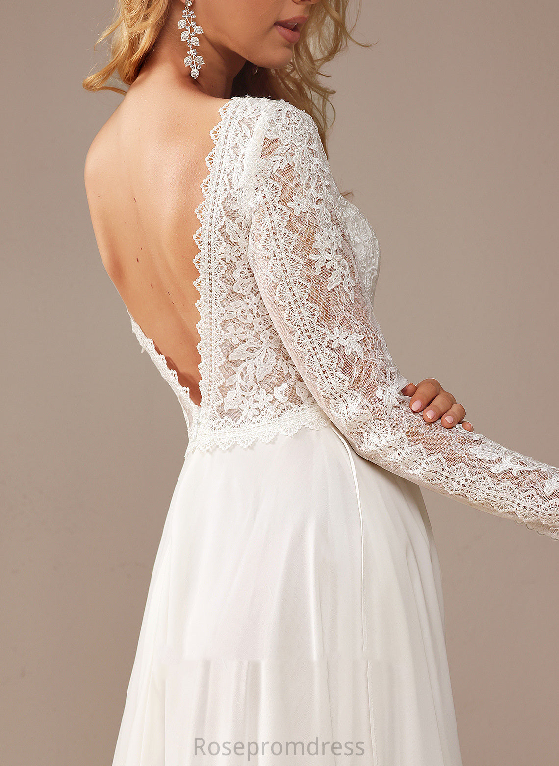 Makaila Lace Ruffle With Chiffon V-neck Wedding Wedding Dresses Dress A-Line Lace Train Court