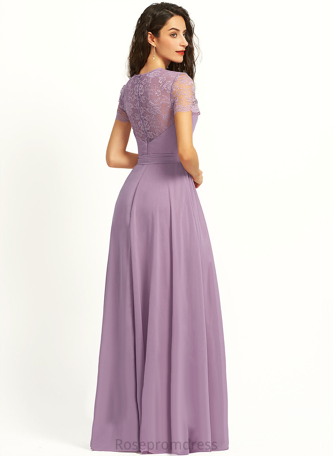 Lace Scoop A-line Straps&Sleeves Fabric Neckline Floor-Length Length Silhouette Kaylie Bridesmaid Dresses