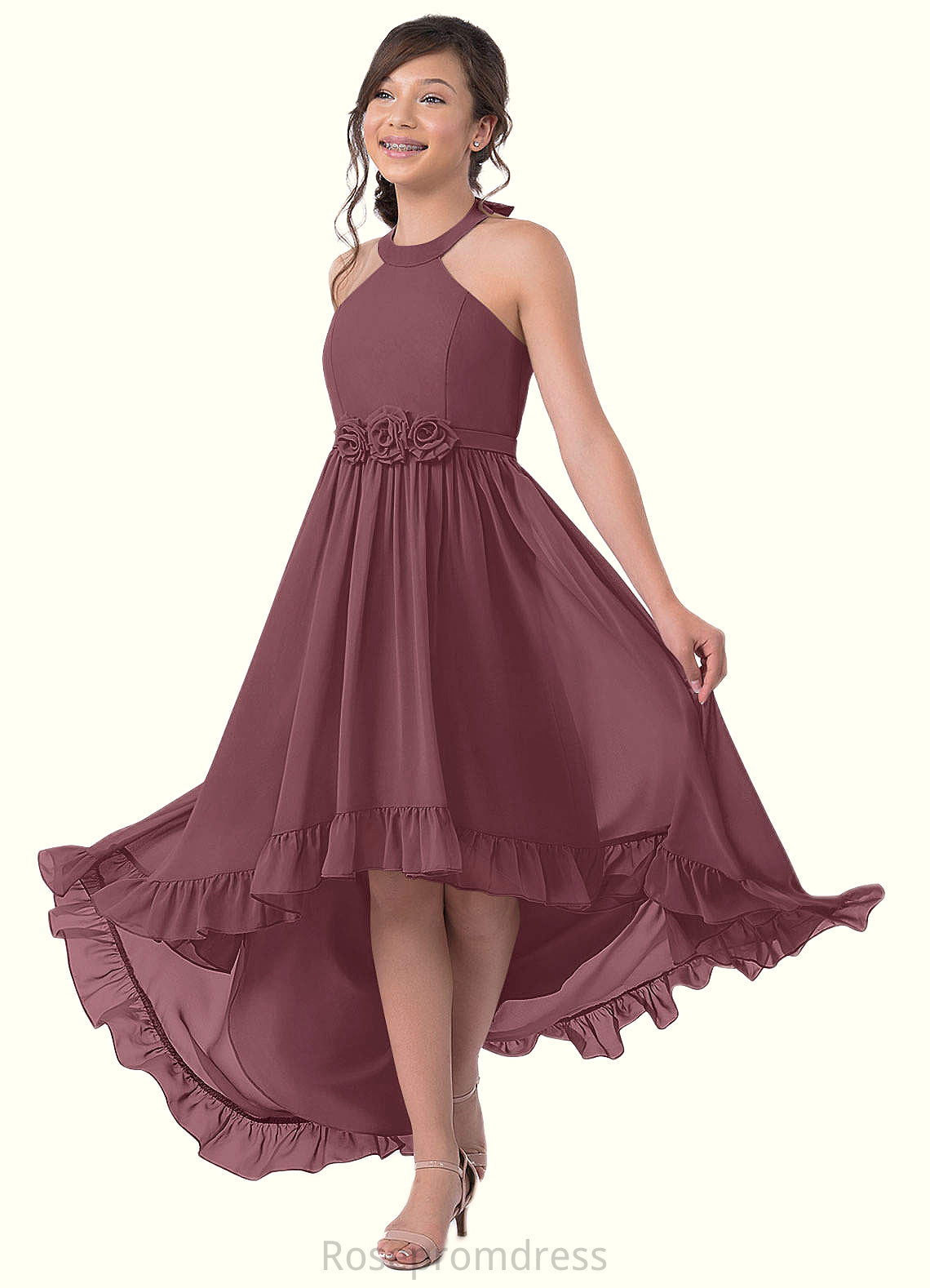 Phoenix A-Line Chiffon Asymmetrical Junior Bridesmaid Dress SRSP0019969