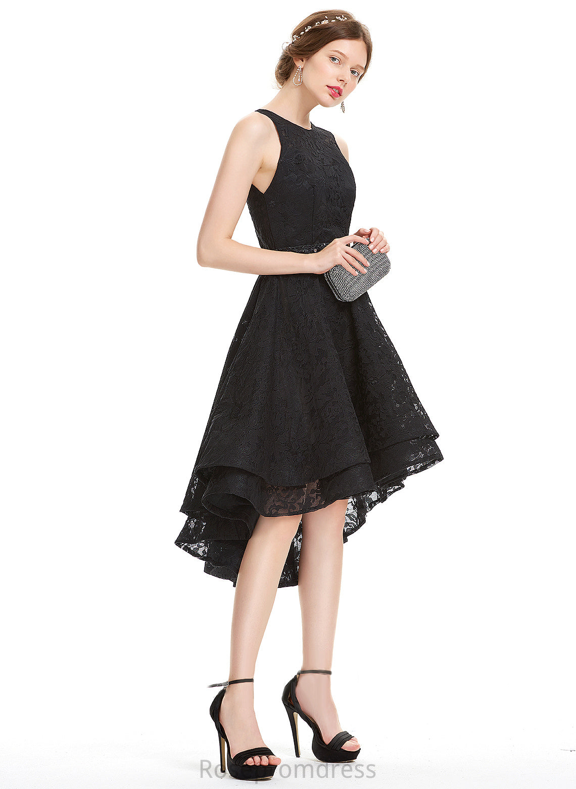 Neck Lace A-Line Asymmetrical Homecoming Scoop Homecoming Dresses Beading With Dress Lace Jaylah