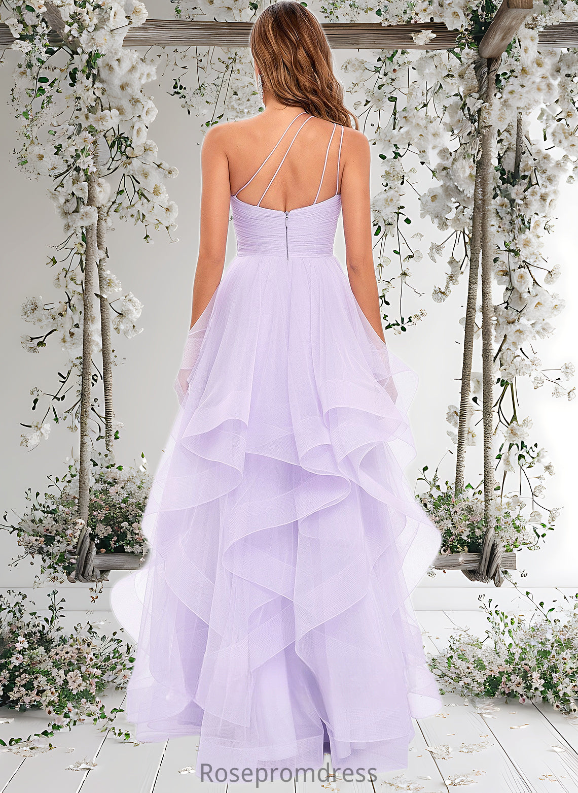 Marin Ball-Gown/Princess Asymmetrical One Shoulder Floor-Length Tulle Prom Dresses DSP0025867