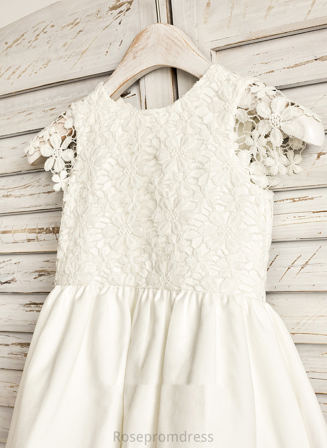 Sleeveless Kristen Flower Girl Dresses Girl Scoop Satin With - Lace/Bow(s) Knee-length A-Line Dress Neck Flower