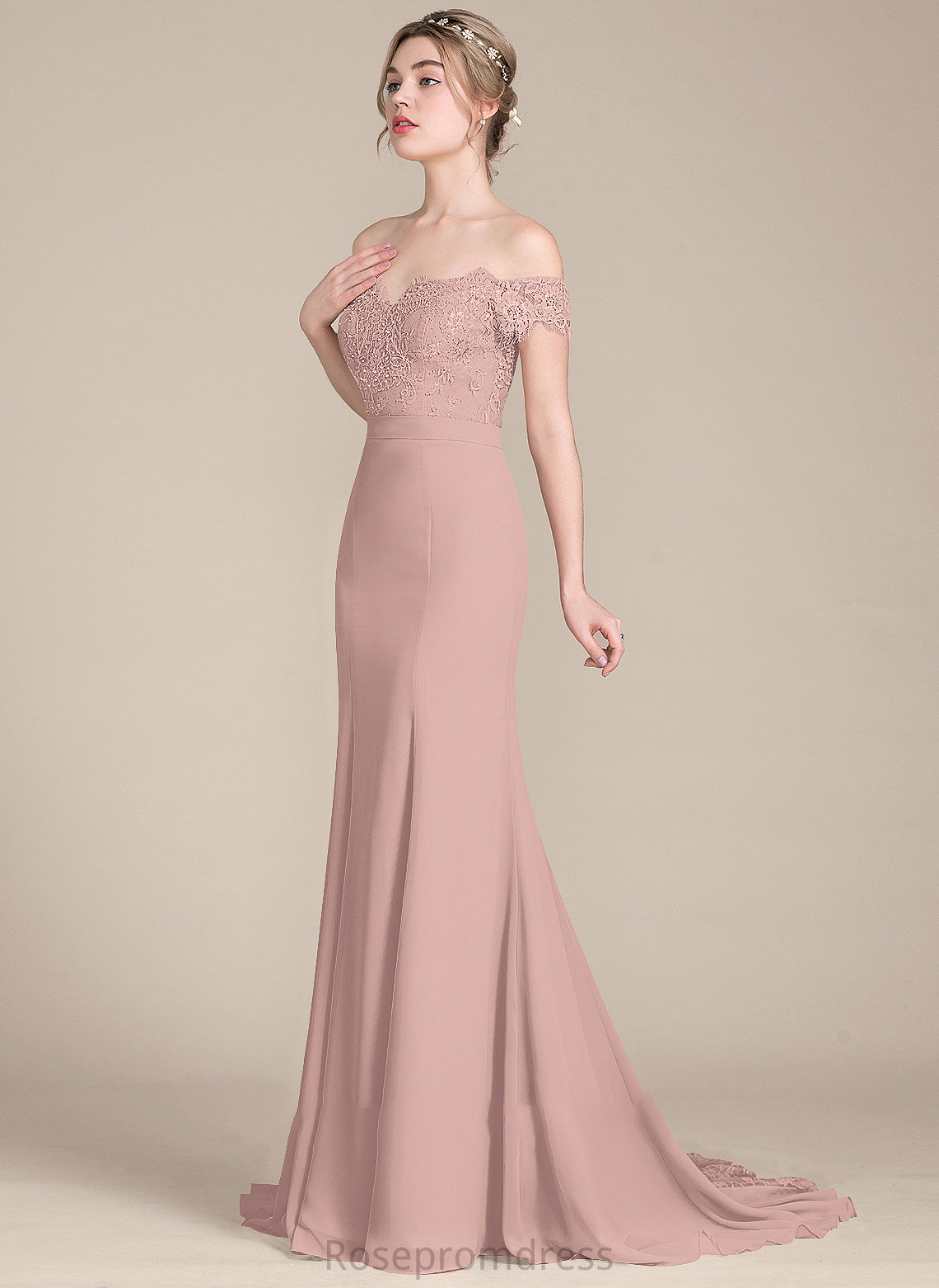 With Chiffon Sequins Winnie Off-the-Shoulder Lace Prom Dresses Train Court Trumpet/Mermaid