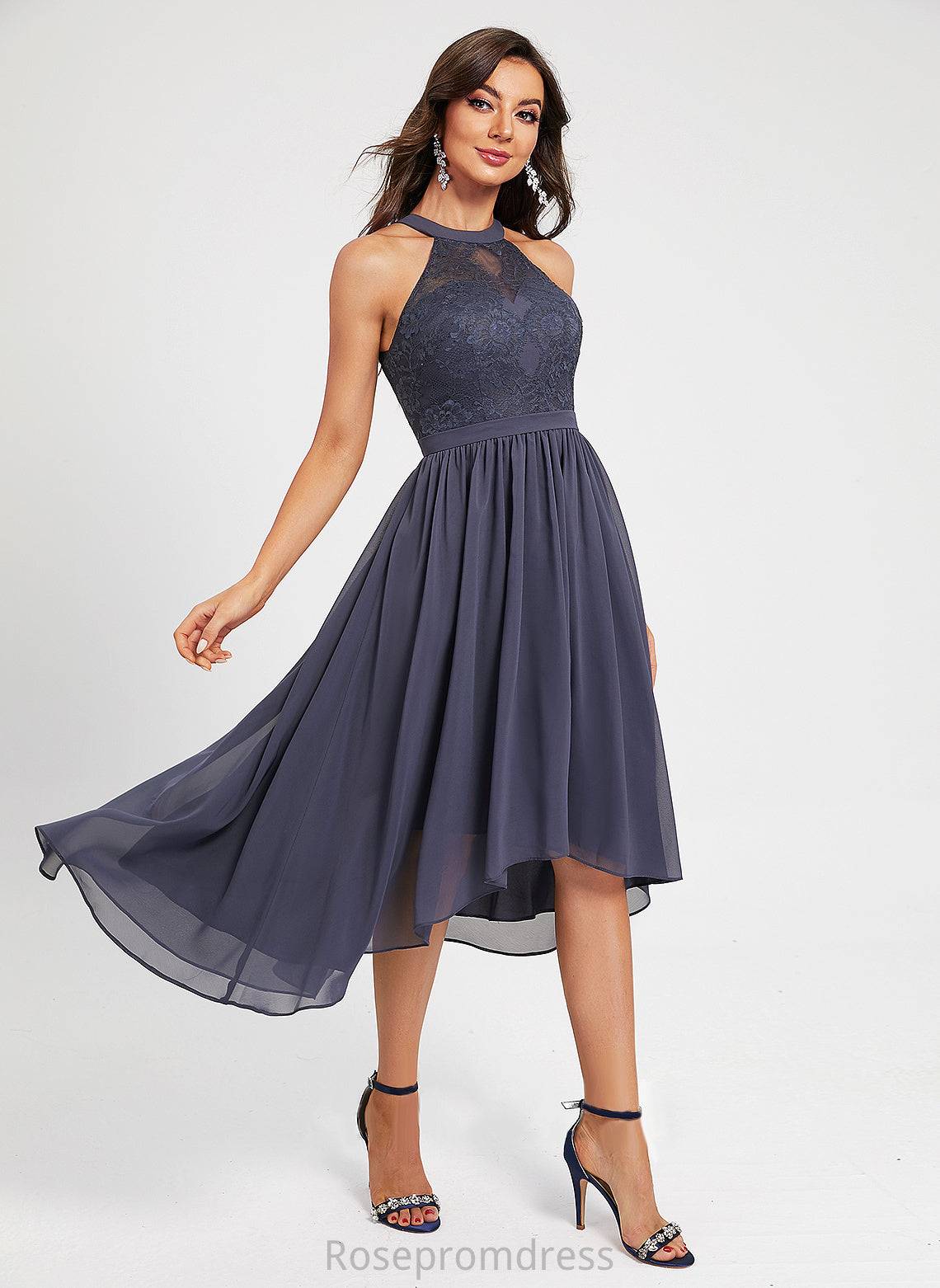 A-Line Dress Asymmetrical Cocktail Dresses Chiffon Jacquelyn Scoop Cocktail Neck