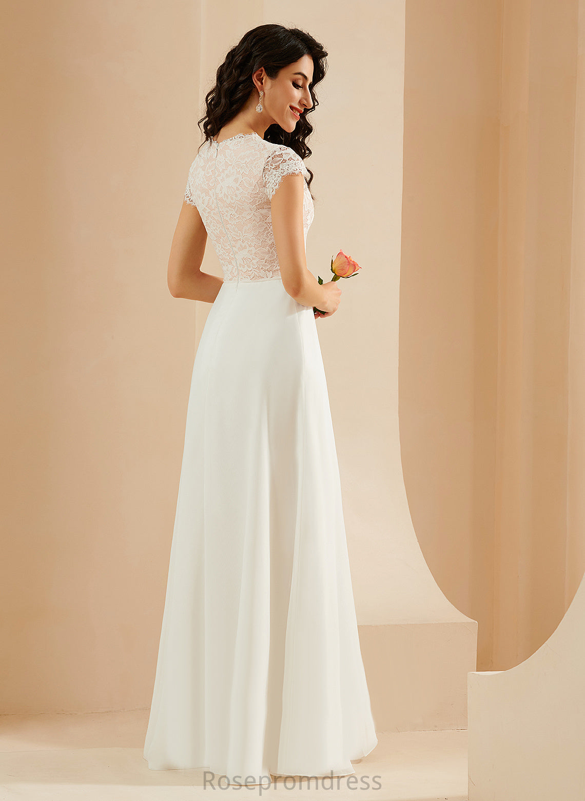 Scoop Neck Chiffon With Dress Tia Wedding Lace Floor-Length Wedding Dresses A-Line