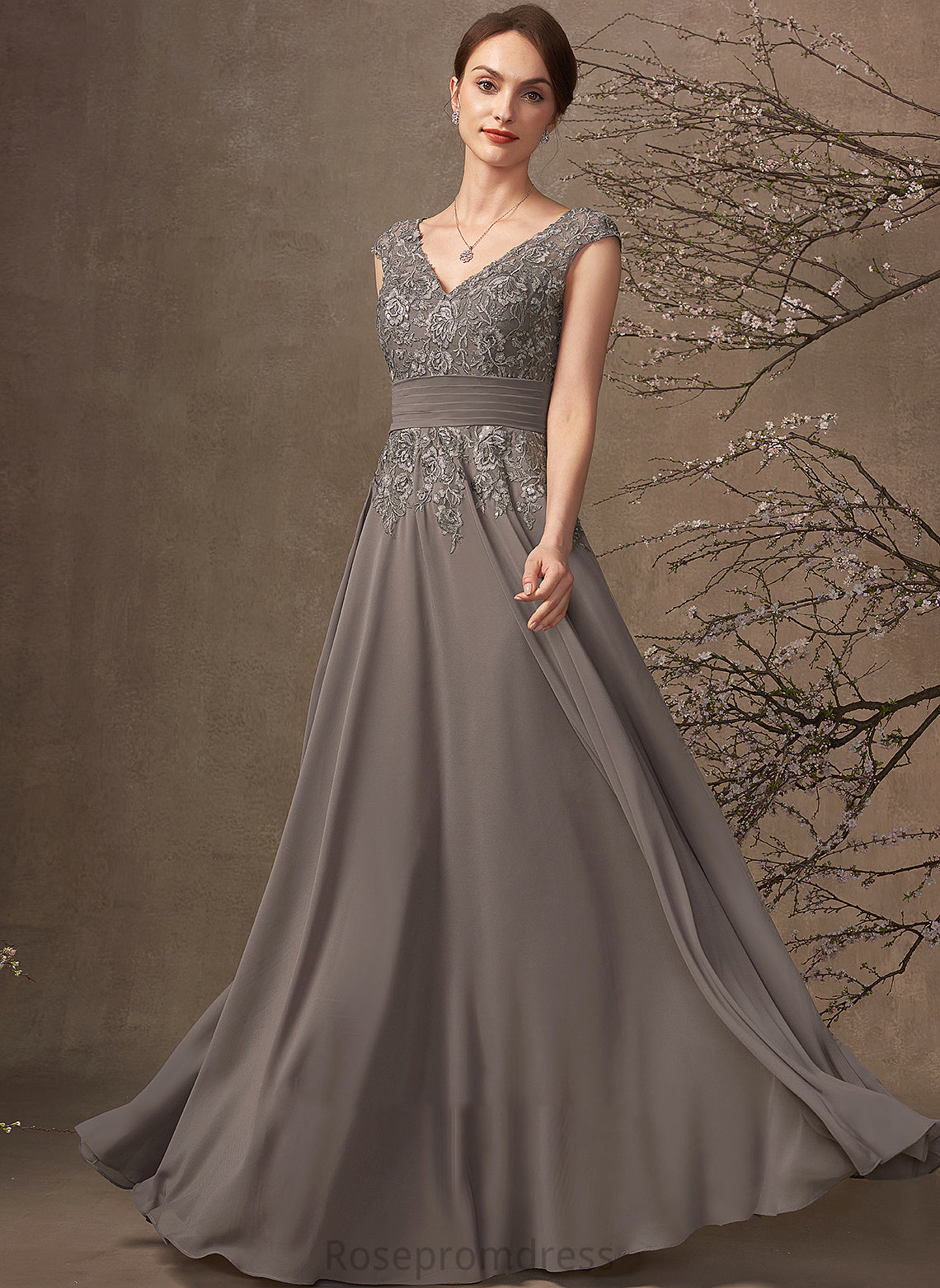 Ruffle Sequins Lace Bride With A-Line Sloane Floor-Length Chiffon of Mother the V-neck Mother of the Bride Dresses Dress