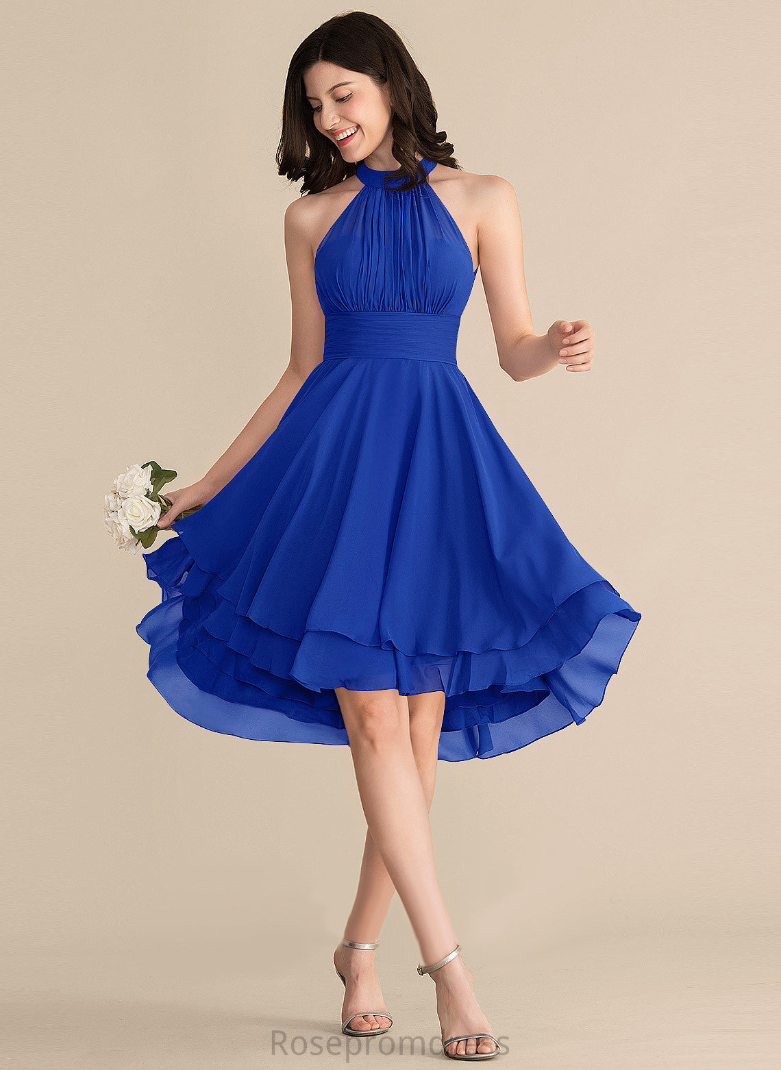 Length A-line Fabric Straps&Sleeves Silhouette Asymmetrical Scoop Neckline Lena Bridesmaid Dresses