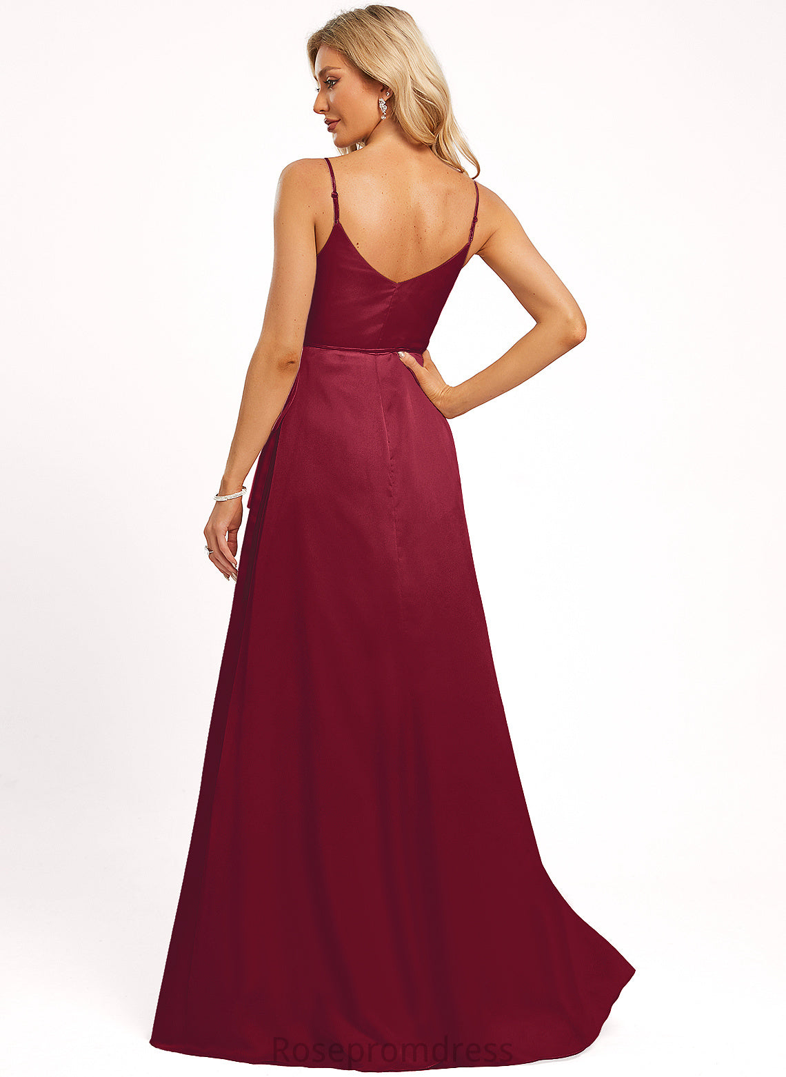 Straps&Sleeves BackStyle Floor-Length V-Neck A-line Silhouette Neckline Length Sleeveless SpaghettiStraps Annabel Floor Length Bridesmaid Dresses