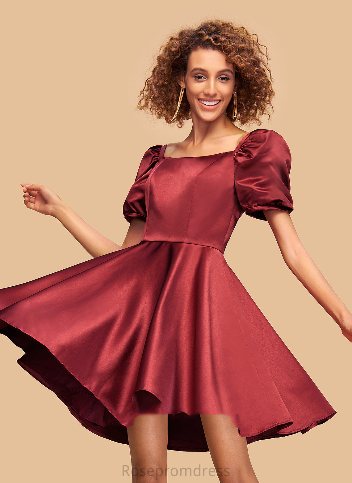 Short/Mini Maribel Dress Homecoming Dresses Homecoming Neckline Satin Square A-Line