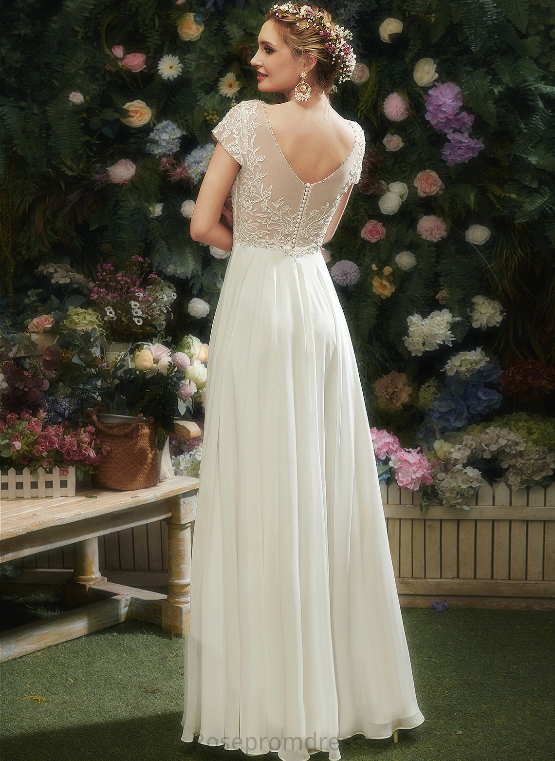 Lace Wedding Sequins V-neck With Katrina Floor-Length Chiffon Beading Dress Wedding Dresses A-Line